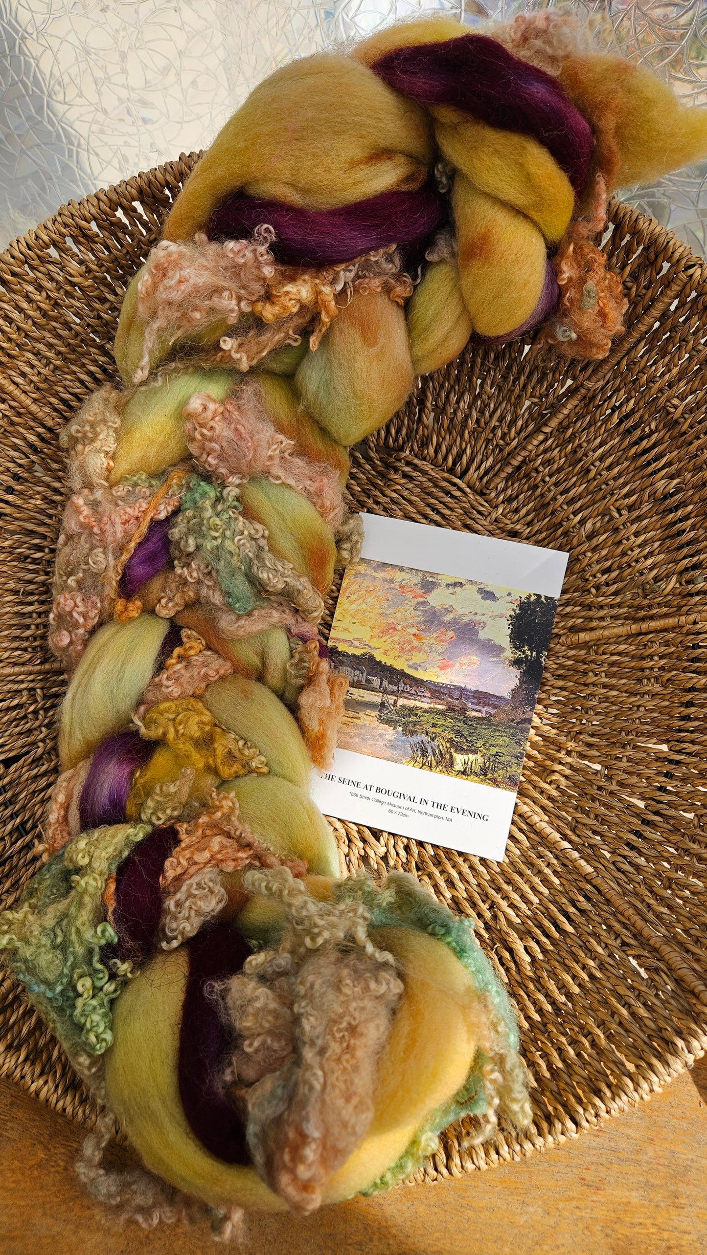 ART ROVING - hand-dyed Polwarth Churro BFL - Monet Seine at Bougival Collection 102 - 5.6 oz