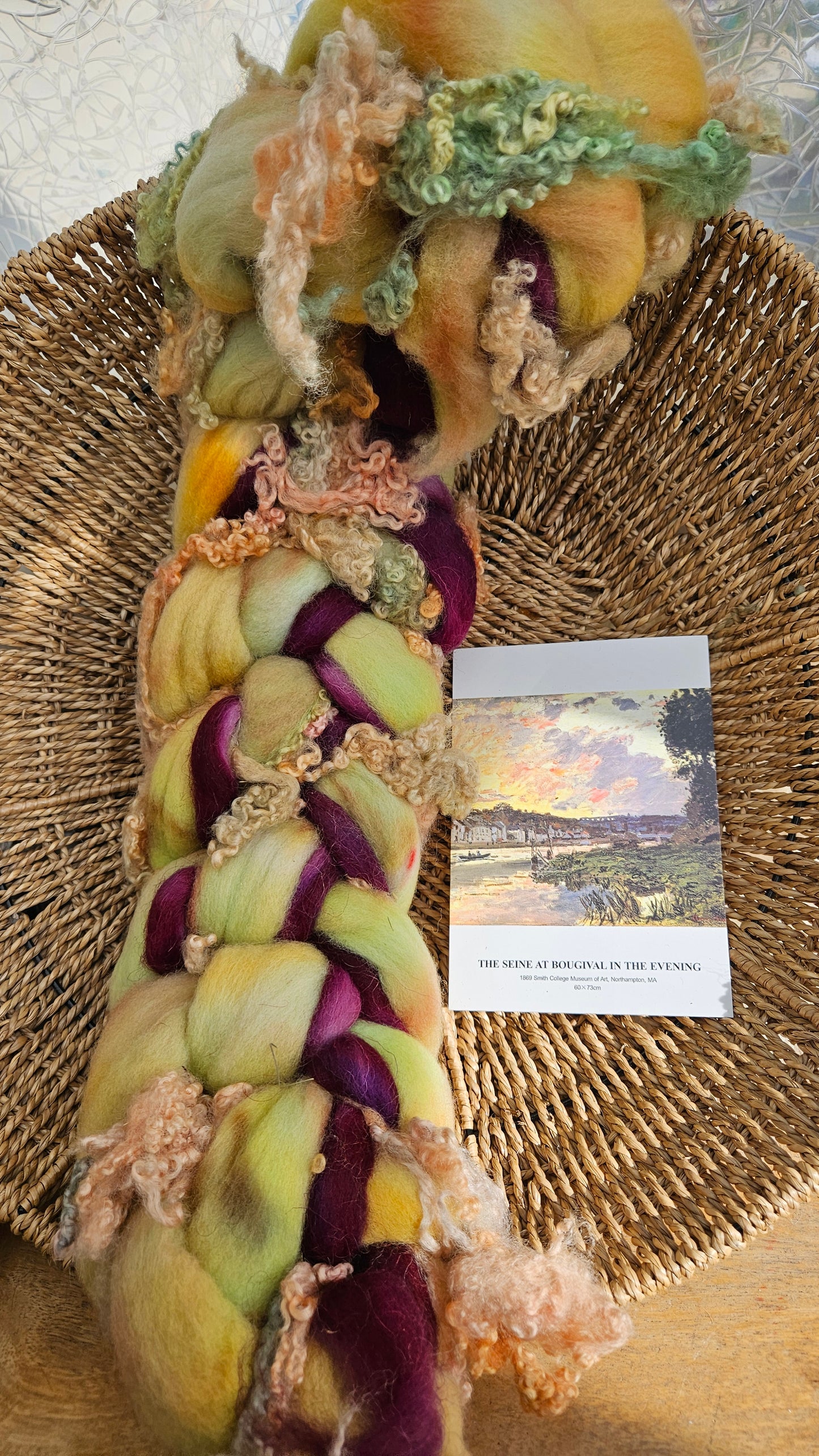 ART ROVING - hand-dyed Polwarth Churro BFL - Monet Seine at Bougival Collection 102 - 5.6 oz