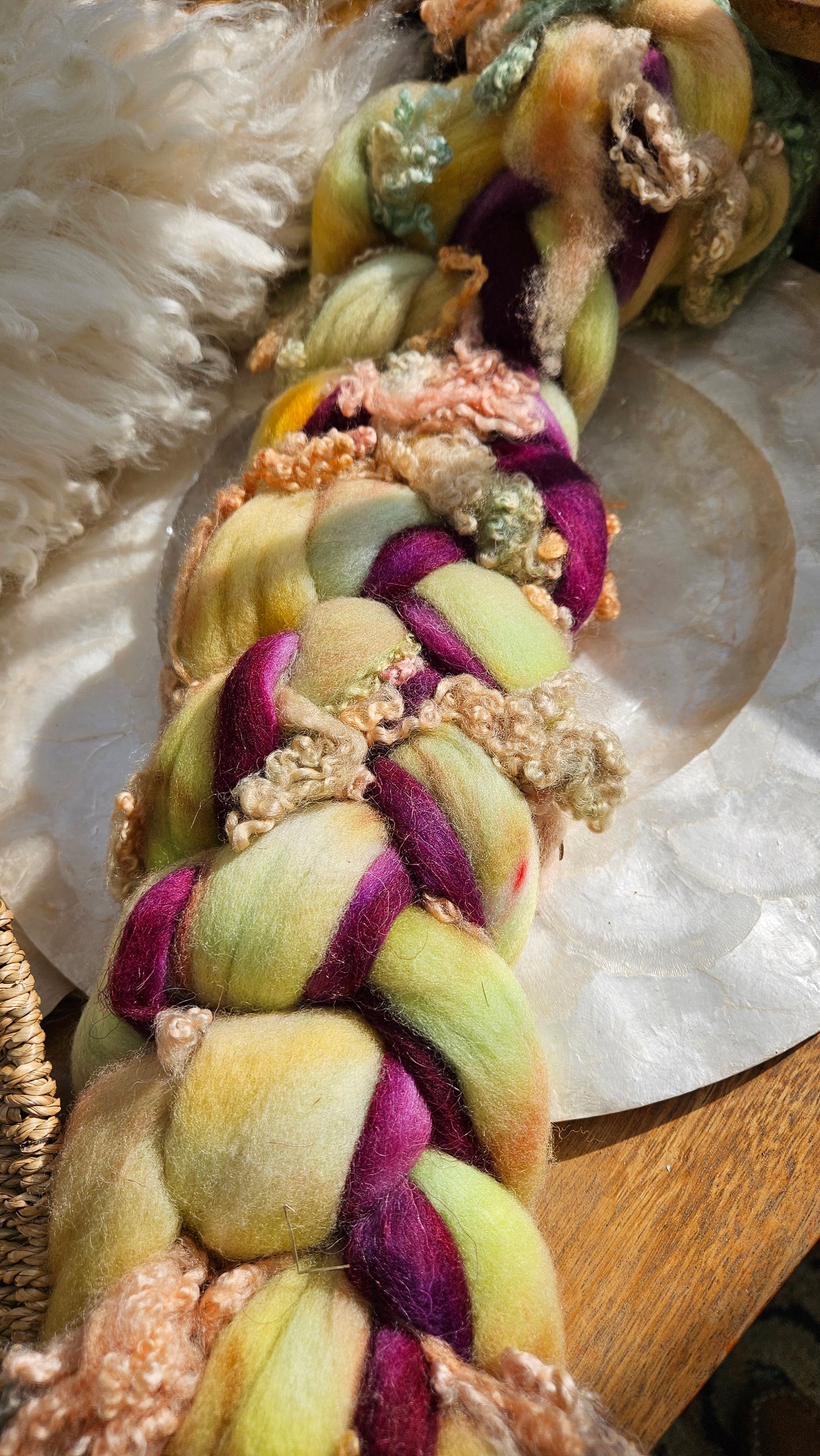 ART ROVING - hand-dyed Polwarth Churro BFL - Monet Seine at Bougival Collection 102 - 5.6 oz