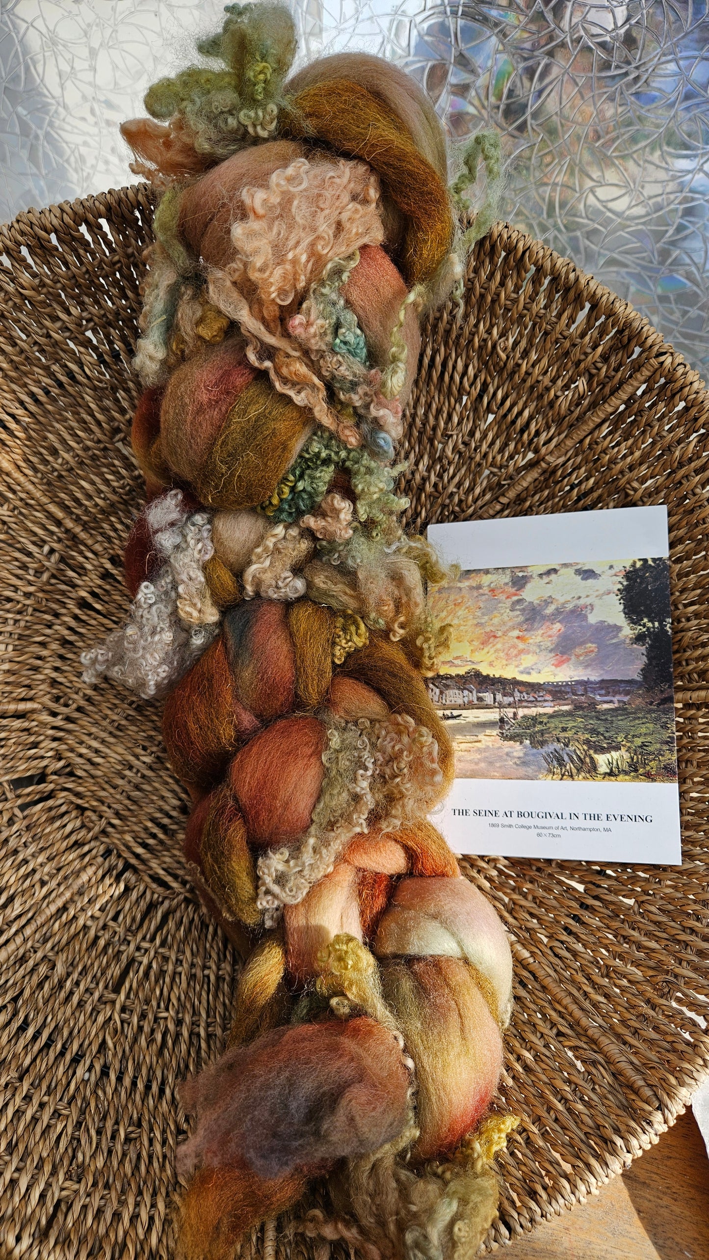ART ROVING - hand-dyed Polwarth Churro BFL - Monet Seine at Bougival Collection 105 - 4.5 oz