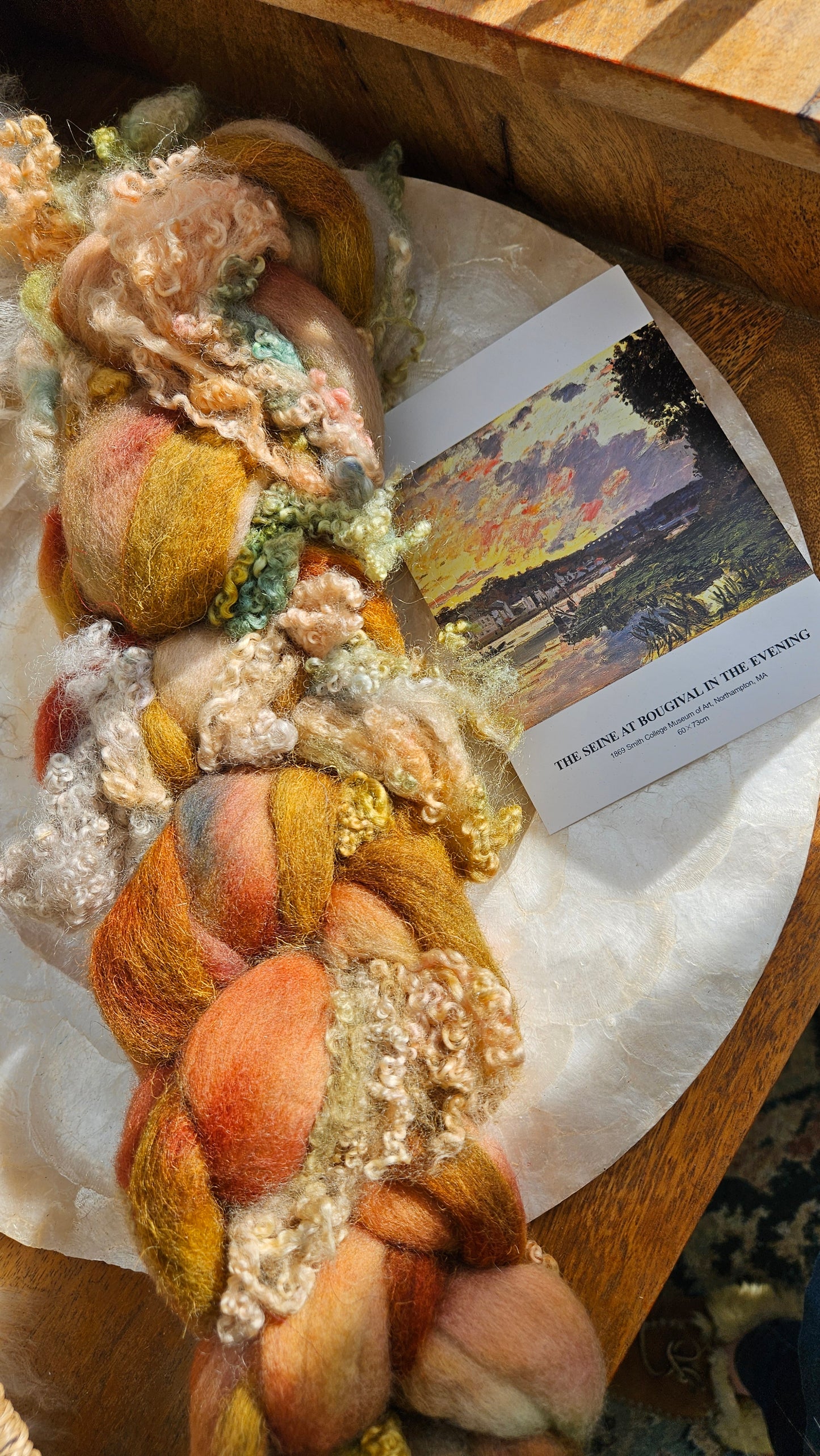 ART ROVING - hand-dyed Polwarth Churro BFL - Monet Seine at Bougival Collection 105 - 4.5 oz