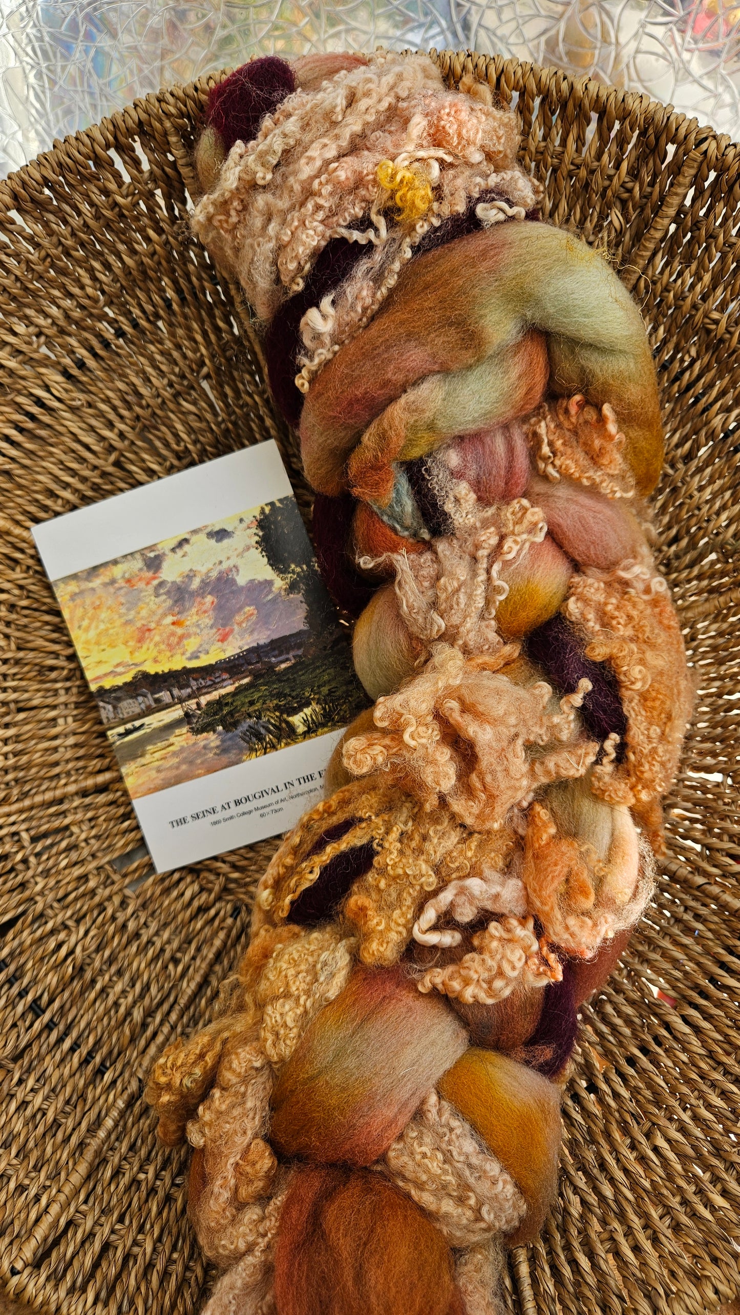 ART ROVING - hand-dyed Polwarth Churro BFL - Monet Seine at Bougival Collection 106 - 4.7 oz