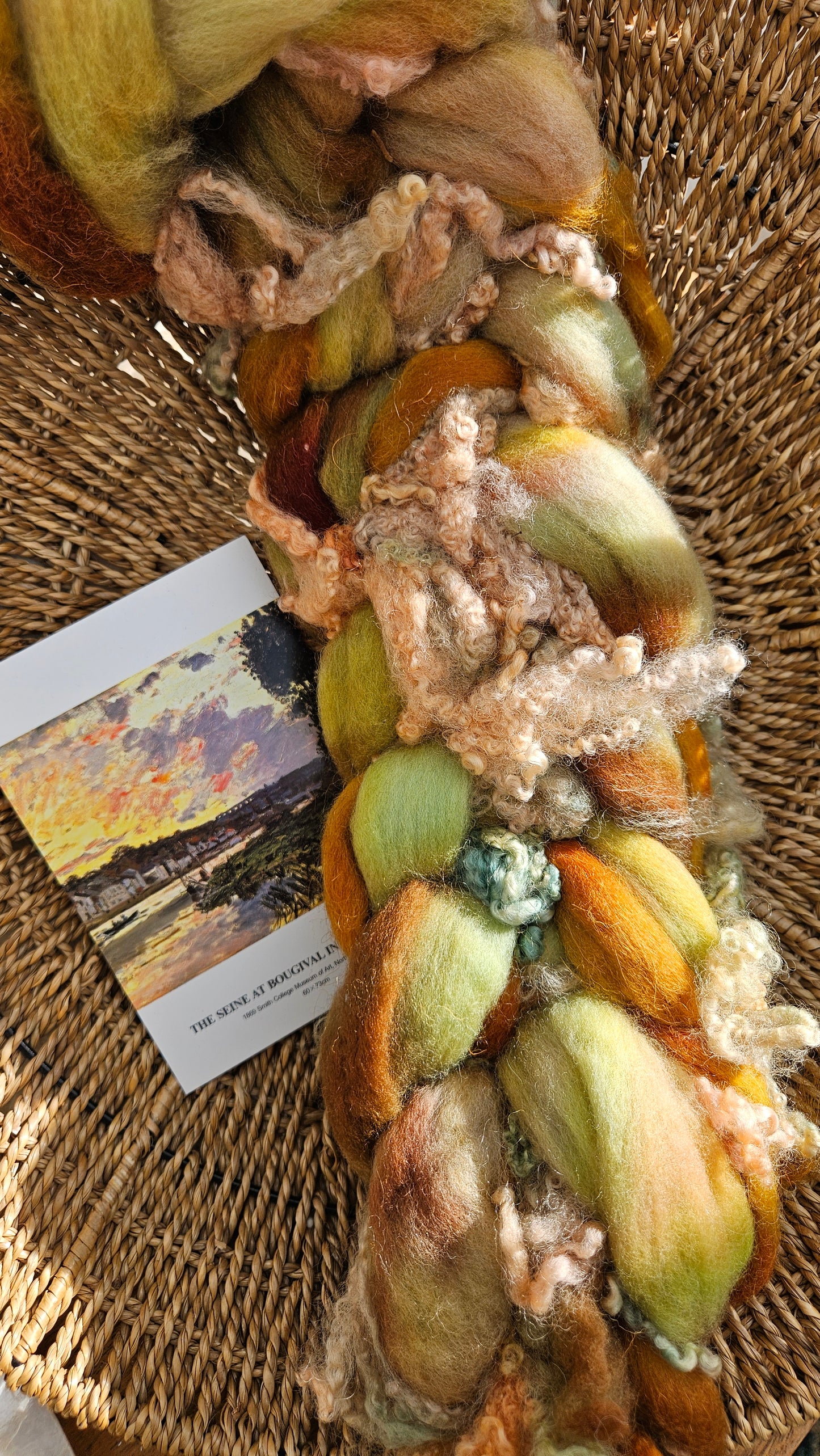 ART ROVING - hand-dyed Polwarth Churro BFL - Monet Seine at Bougival Collection 107 - 4.3 oz
