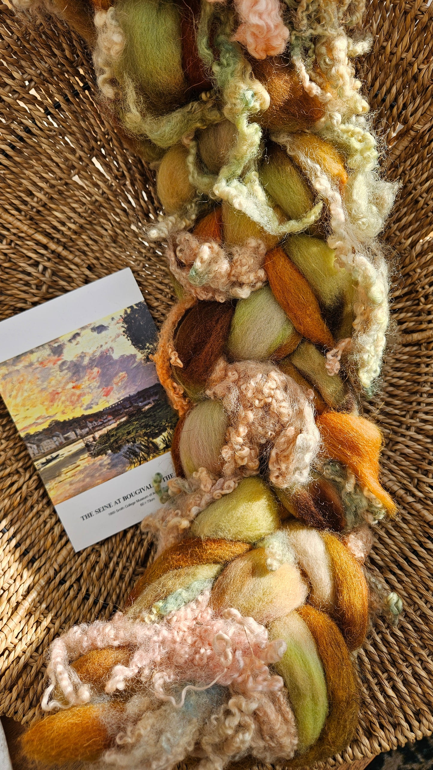 ART ROVING - hand-dyed Polwarth Churro BFL - Monet Seine at Bougival Collection 107 - 4.3 oz