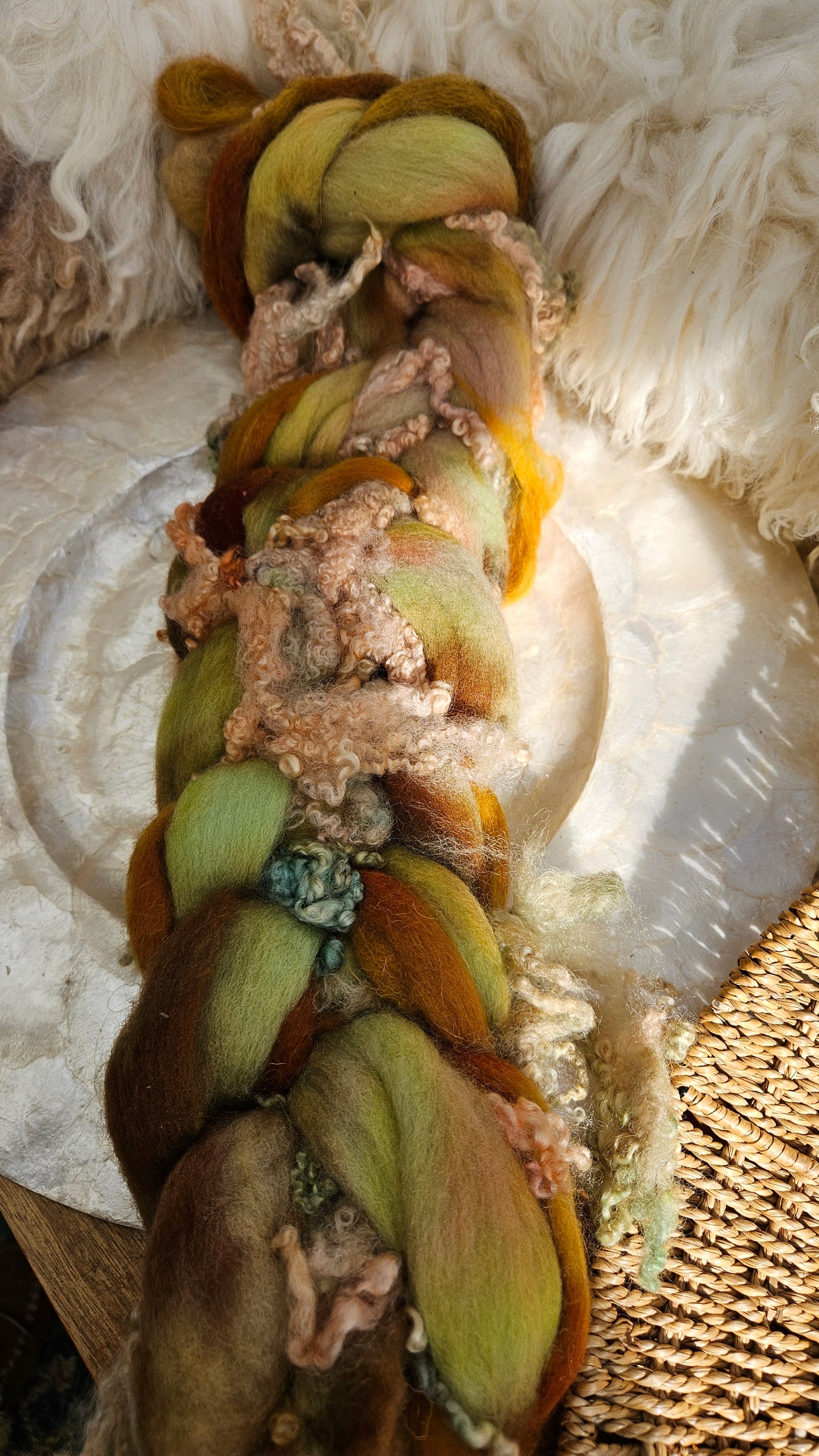 ART ROVING - hand-dyed Polwarth Churro BFL - Monet Seine at Bougival Collection 107 - 4.3 oz