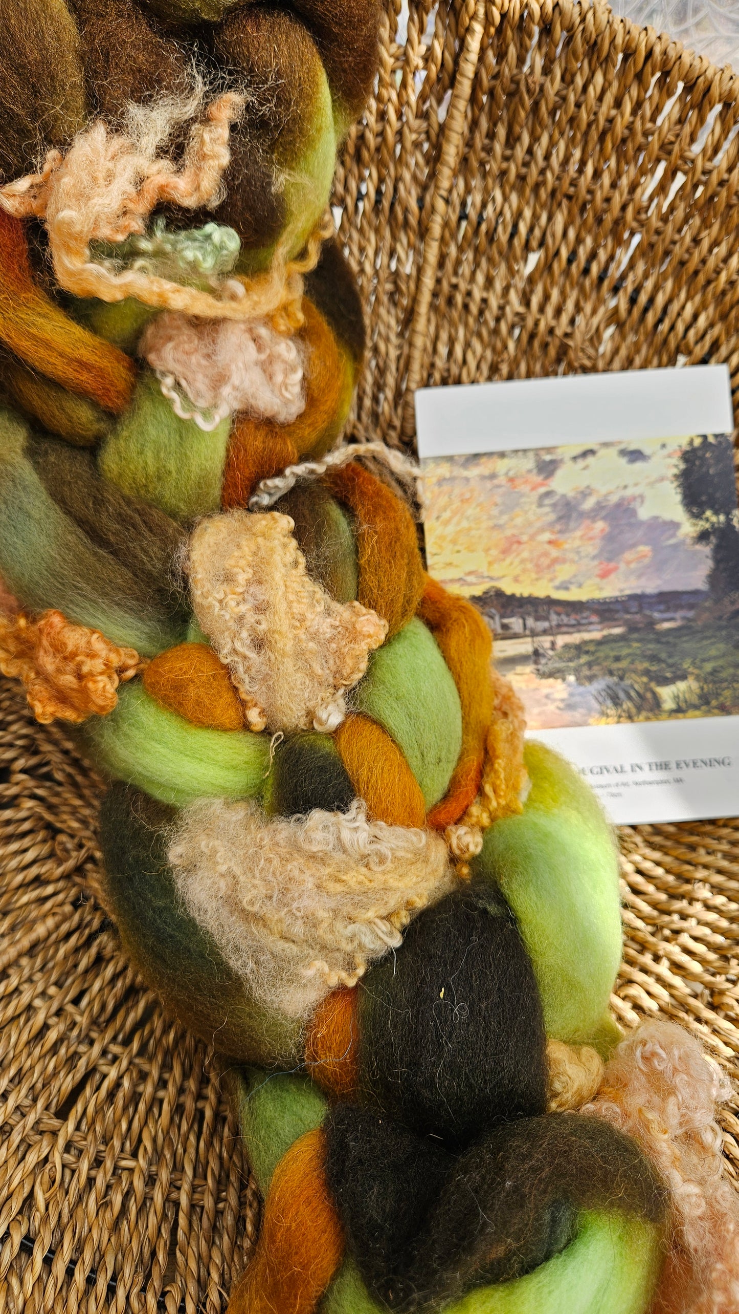 ART ROVING - hand-dyed Polwarth Churro BFL - Monet Seine at Bougival Collection 108 - 3.7 oz