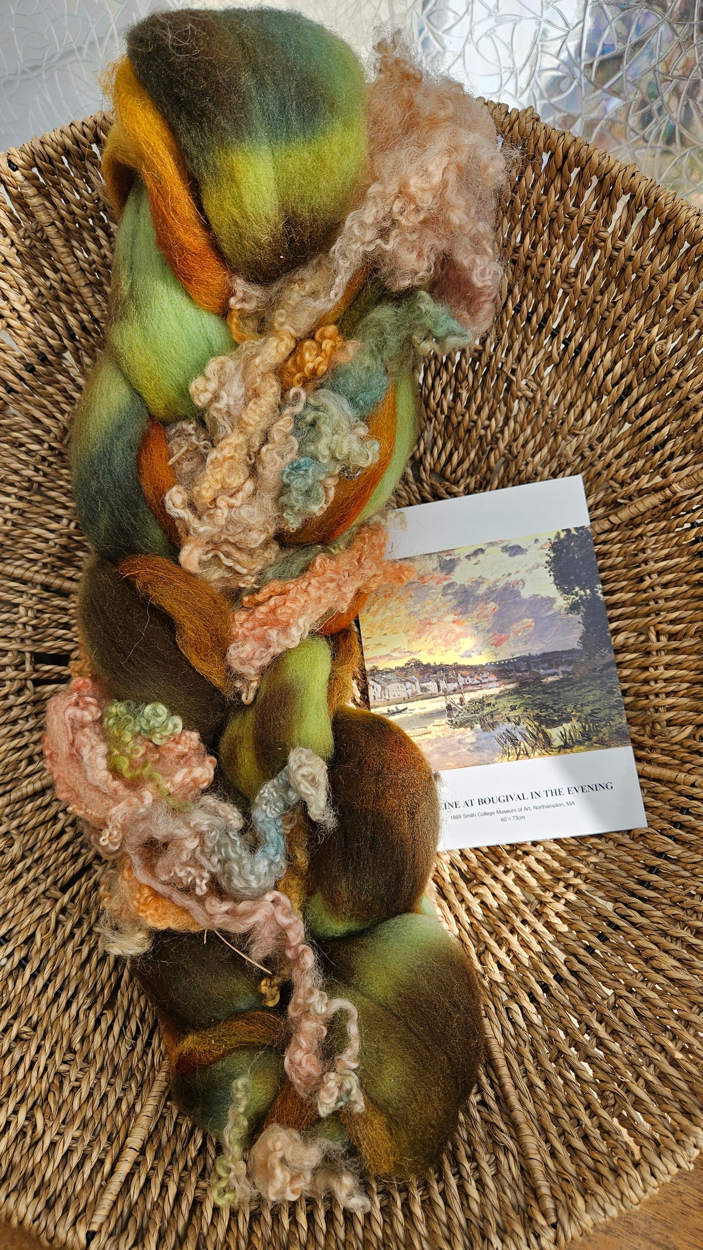 ART ROVING - hand-dyed Polwarth Churro BFL - Monet Seine at Bougival Collection 108 - 3.7 oz