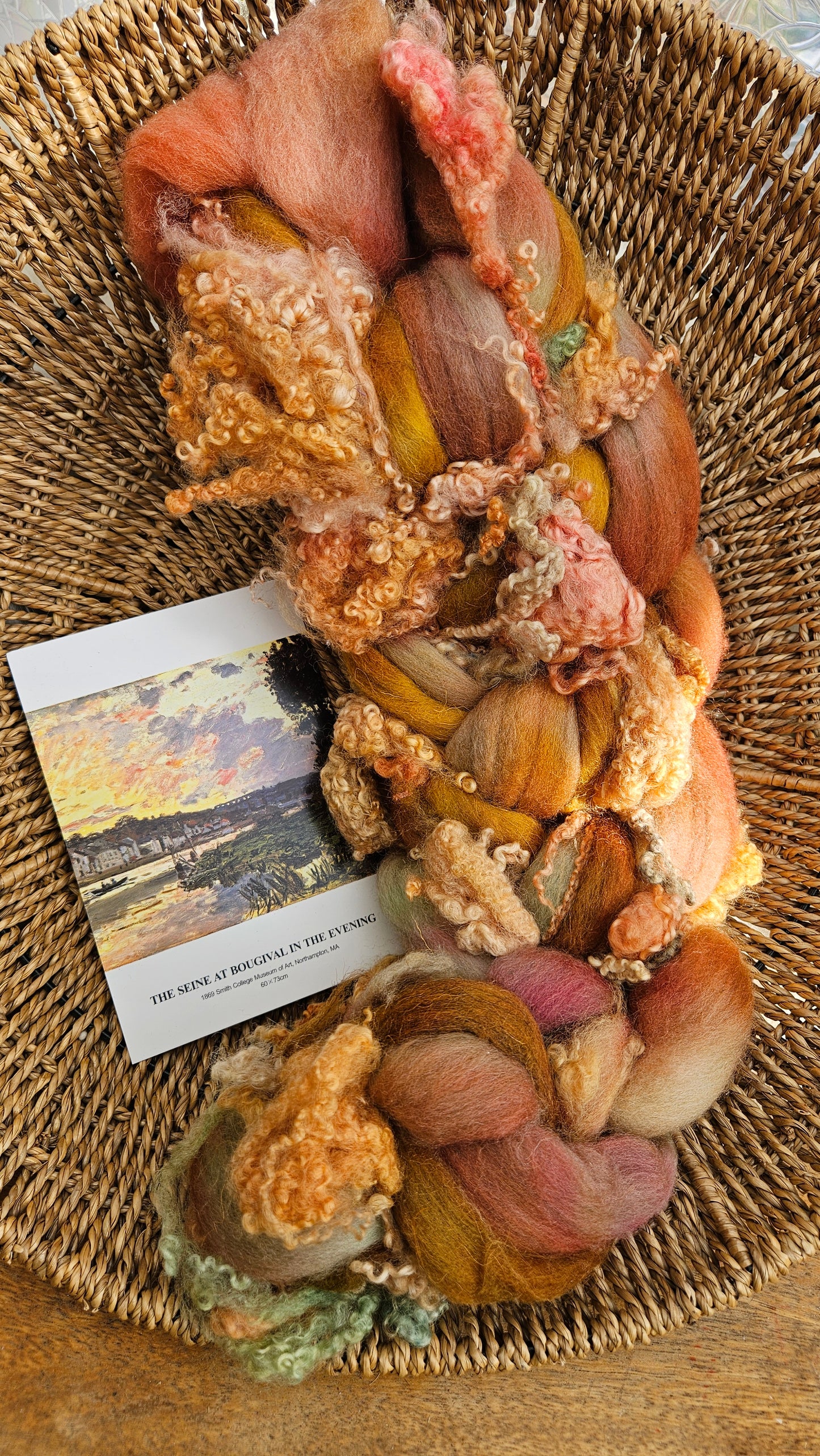 ART ROVING - hand-dyed Polwarth Churro BFL - Monet Seine at Bougival Collection 109 - 4.7 oz