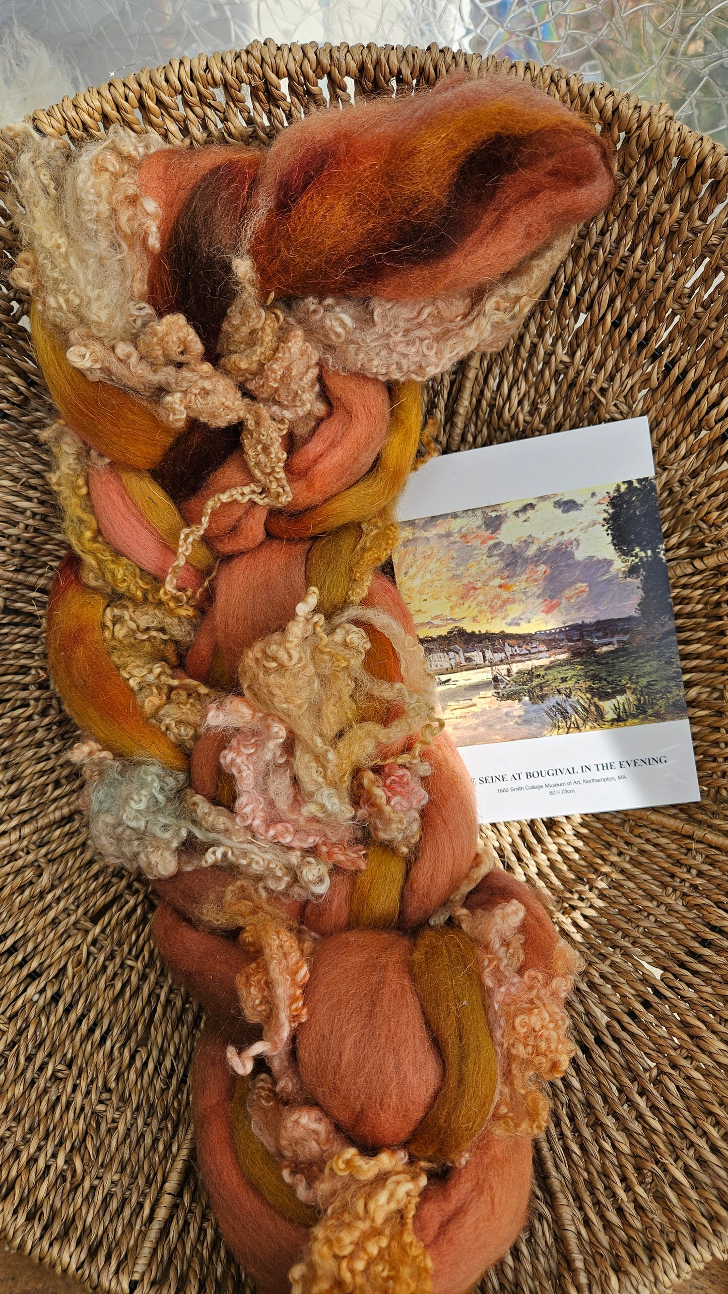 ART ROVING - hand-dyed Polwarth Churro BFL - Monet Seine at Bougival Collection - 4.4 oz