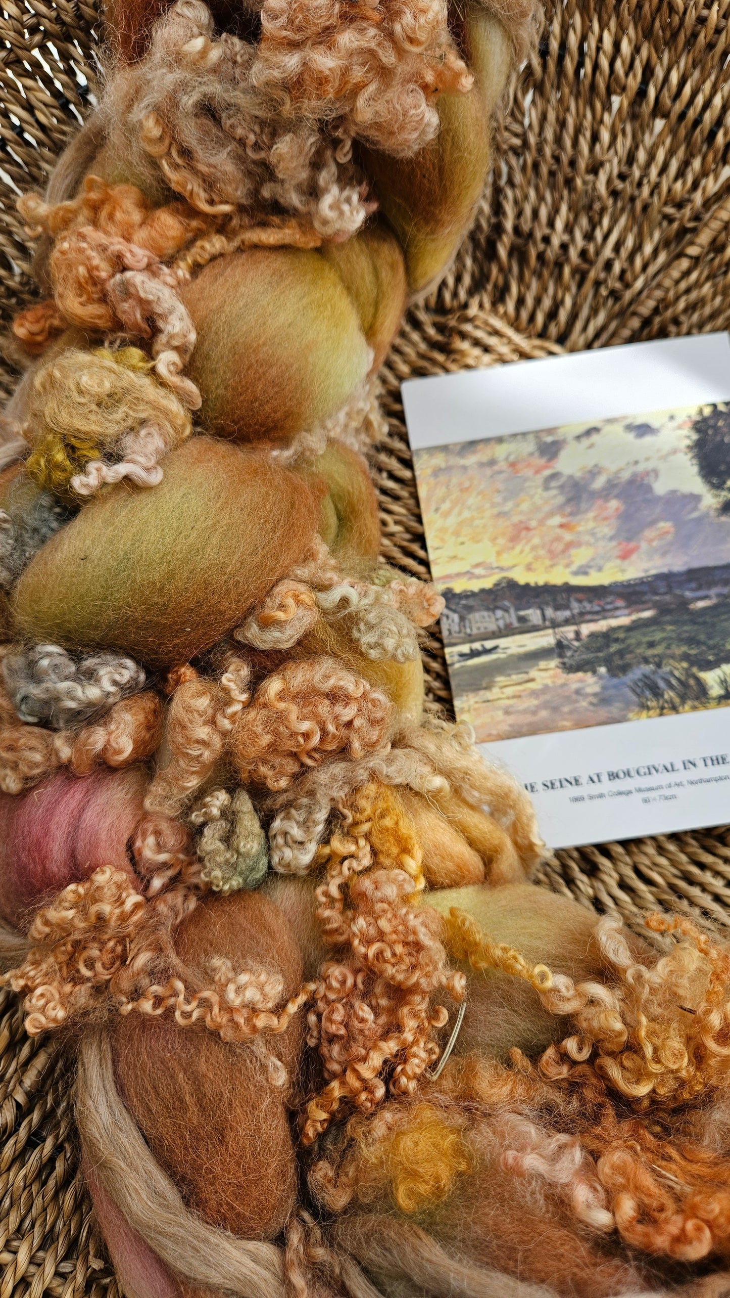 ART ROVING - hand-dyed Polwarth Churro BFL - Monet Seine at Bougival Collection - 4.0 oz