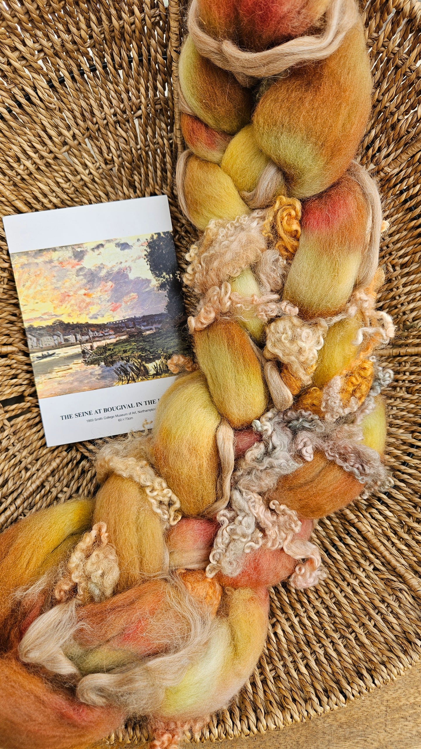 ART ROVING - hand-dyed Polwarth Churro BFL - Monet Seine at Bougival Collection - 4.0 oz