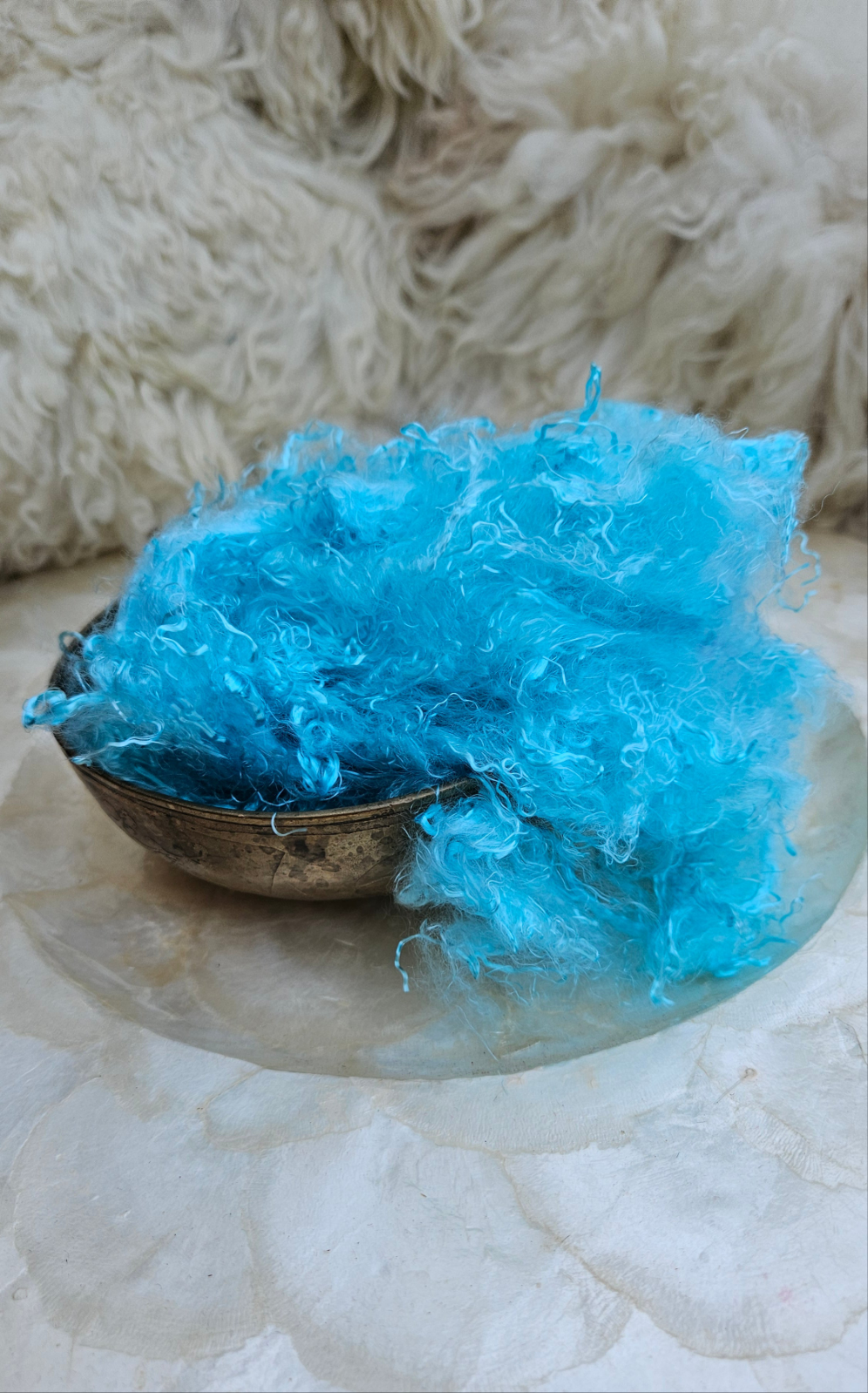 AQUAMARINE - hand-dyed eucalyptus crimp faux-silk for art yarn embellishing, fiber blending, felting, and papermaking - 2 oz | 57 g