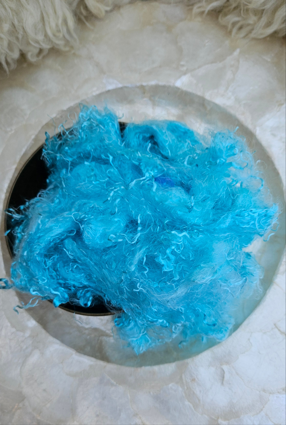 AQUAMARINE - hand-dyed eucalyptus crimp faux-silk for art yarn embellishing, fiber blending, felting, and papermaking - 2 oz | 57 g