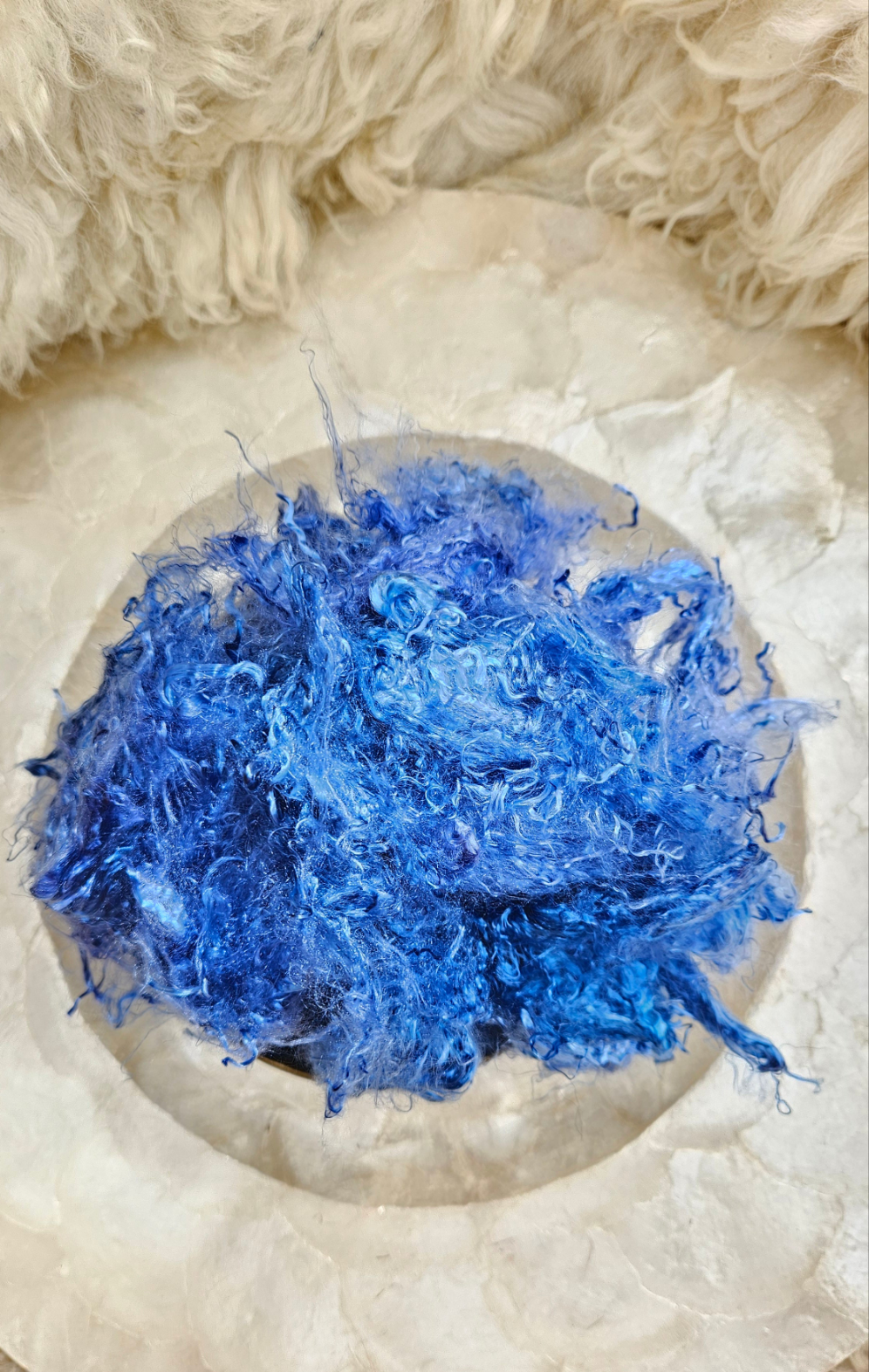 SAPPHIRE - hand-dyed eucalyptus crimp faux-silk for art yarn embellishing, fiber blending, felting, and papermaking - 2 oz | 57 g