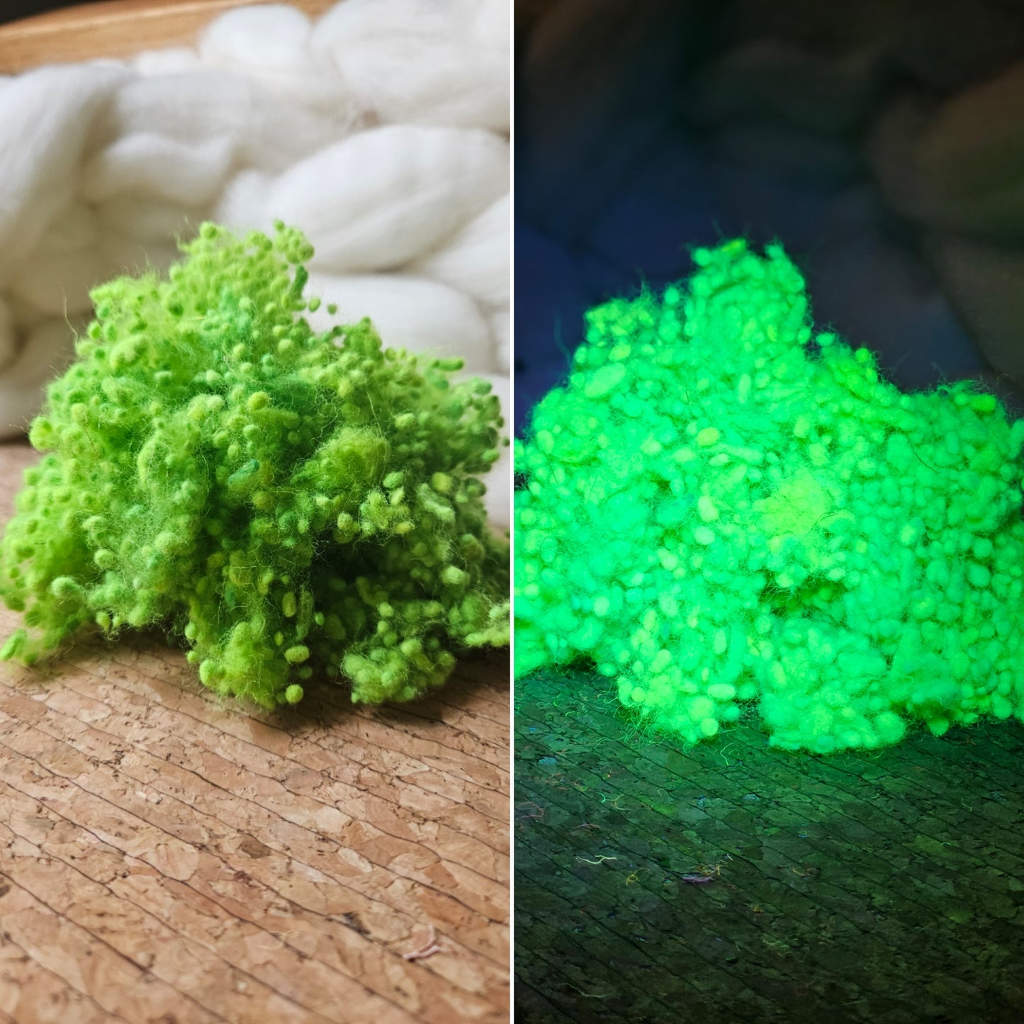 GREEN GLOW Dyed Fine Wool Nepps - 1 ounce