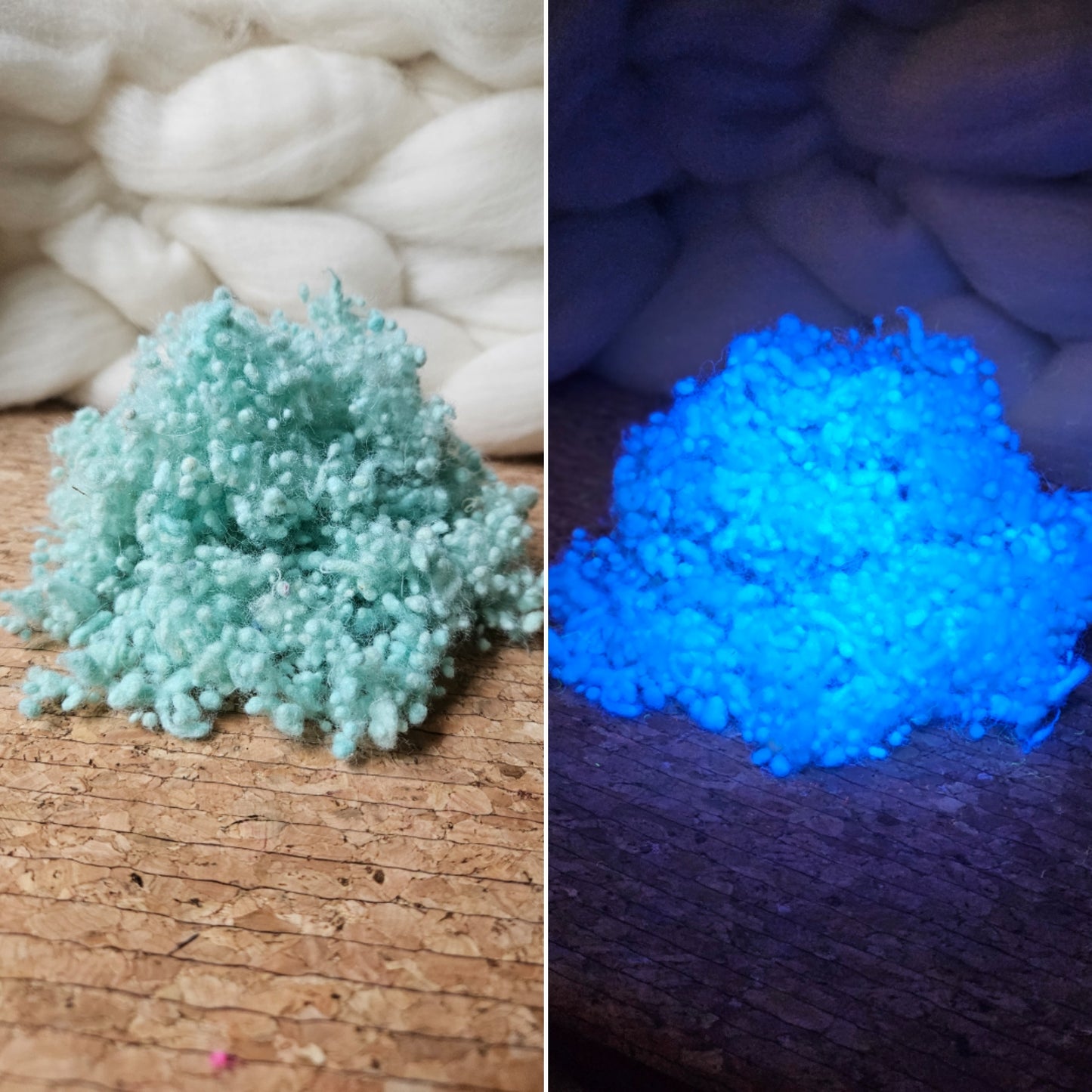 BLUE GLOW Dyed Fine Wool Nepps - 1 oz