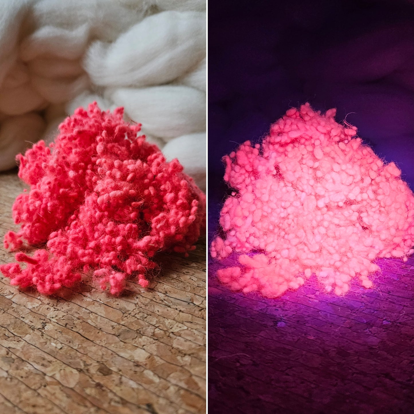 RED GLOW Dyed Fine Wool Nepps - 1 ounce