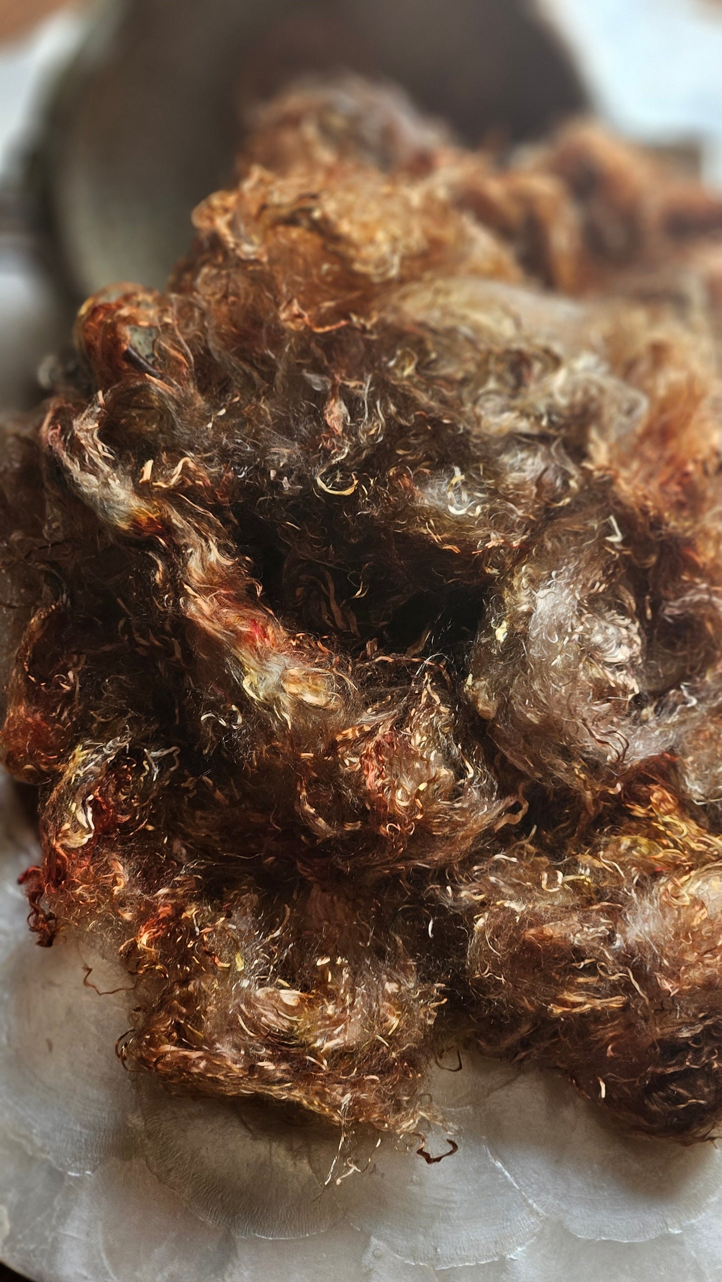 CARNOTITE - hand-dyed eucalyptus crimp faux-silk for art yarn embellishing, fiber blending, felting, and papermaking - 2 oz | 57 g