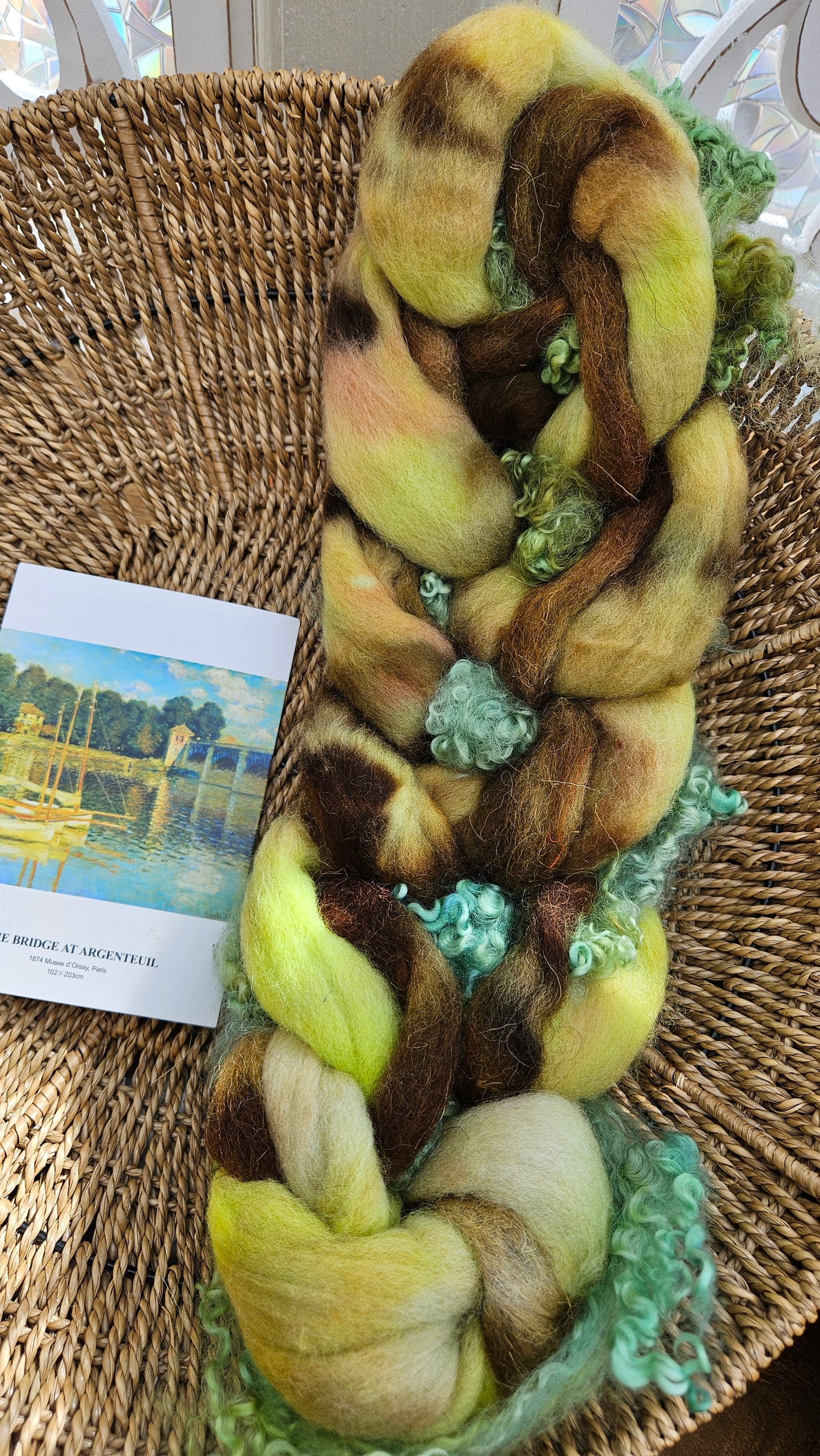 ART ROVING - hand-dyed Polwarth Churro BFL - Monet Bridge at Argenteuil Collection 111 - 3.5 oz
