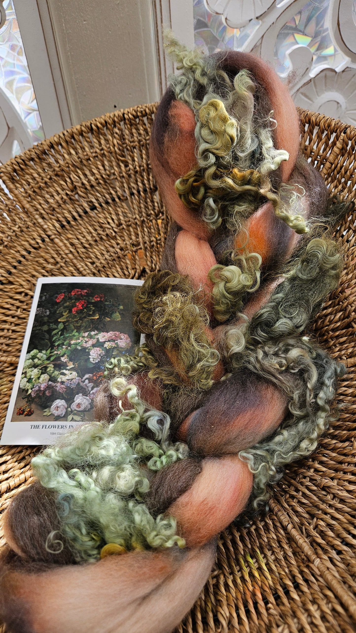 ART ROVING - hand-dyed Polwarth, Fine Wool, Longwool Locks - Monet Flowers In The Spring Collection 101 - 4 oz