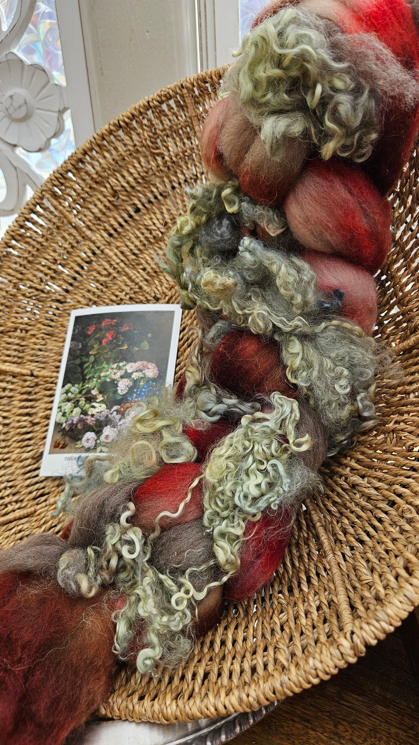 ART ROVING - hand-dyed Polwarth, Fine Wool, Longwool Locks - Monet Flowers In The Spring Collection 102 - 4.5 oz