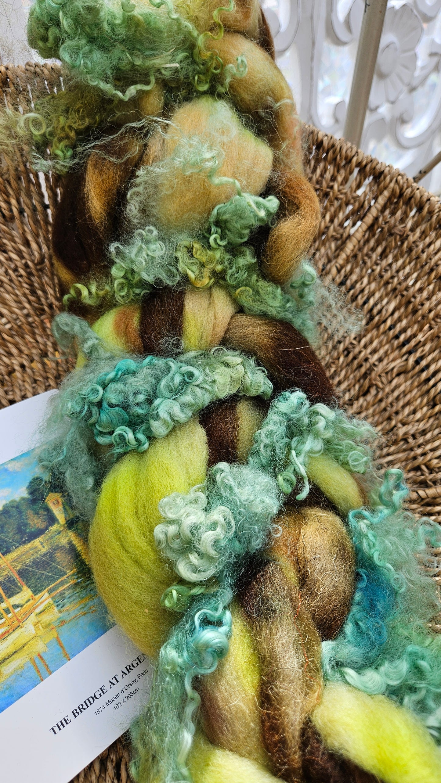 ART ROVING - hand-dyed Polwarth Churro BFL - Monet Bridge at Argenteuil Collection 111 - 3.5 oz