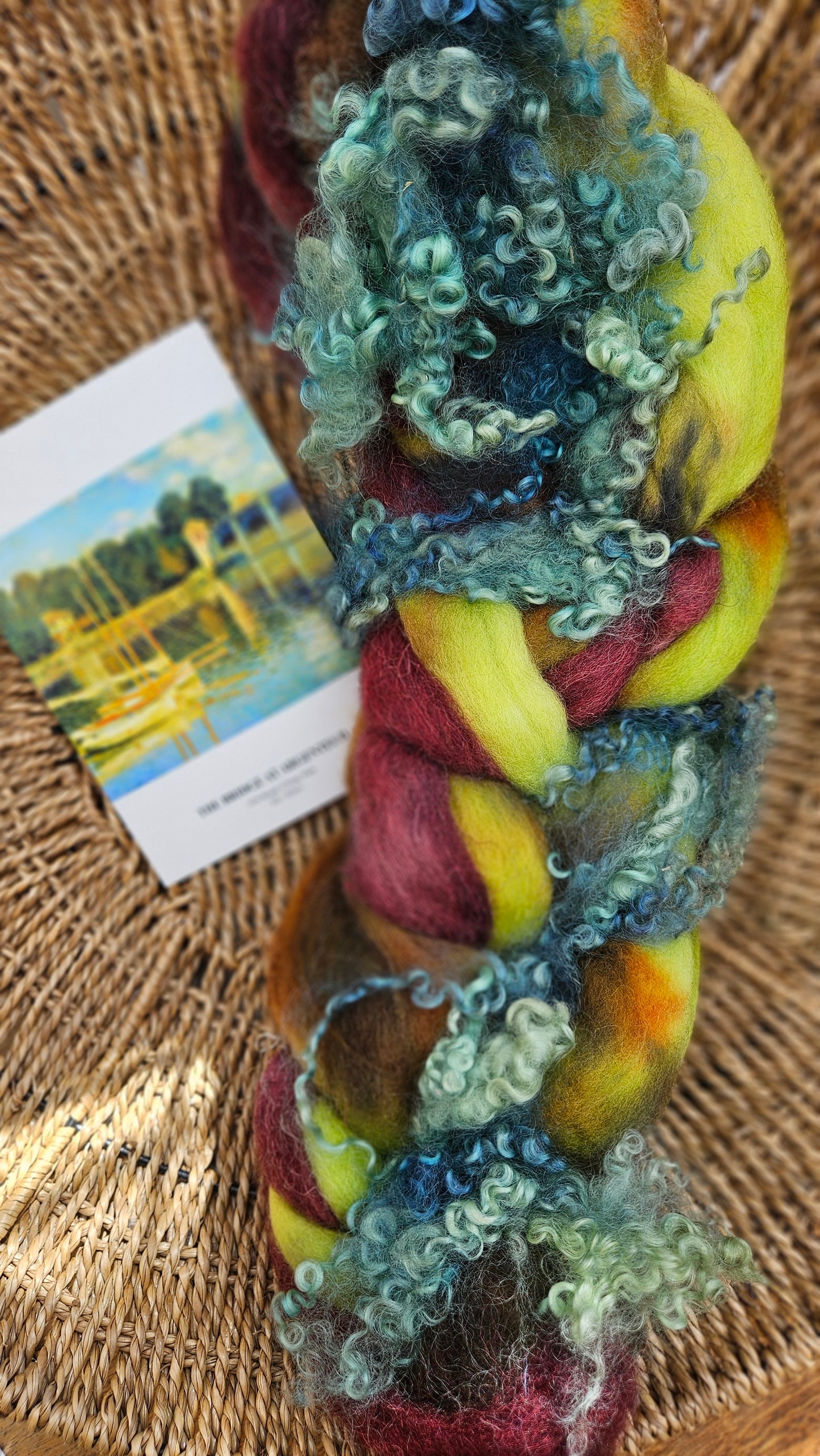 ART ROVING - hand-dyed Polwarth Churro BFL - Monet Bridge at Argenteuil Collection 102 - 3.6 oz
