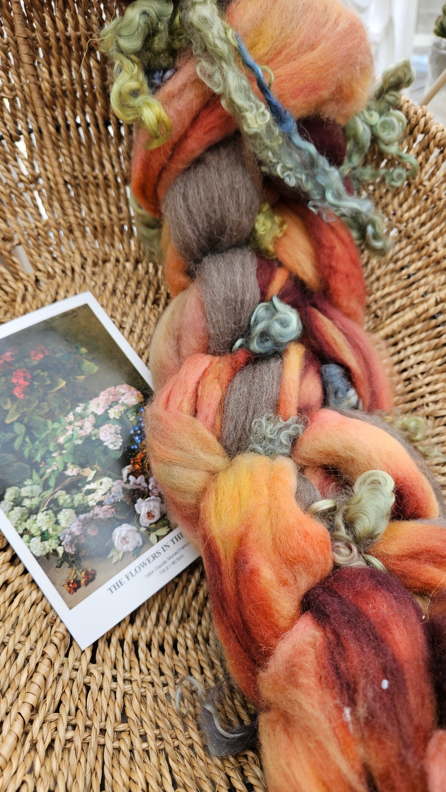 ART ROVING - hand-dyed Polwarth, Fine Wool, Longwool Locks - Monet Flowers In The Spring Collection 103 - 4.2 oz