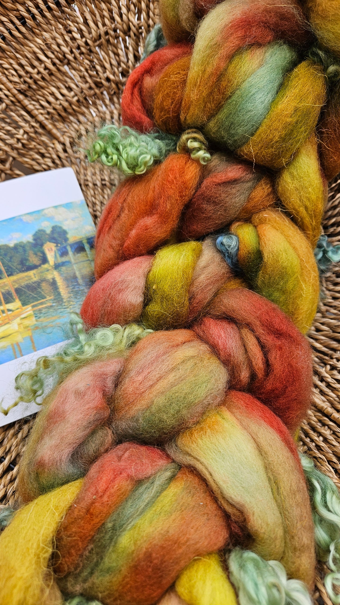 ART ROVING - hand-dyed Polwarth Churro BFL - Monet Bridge at Argenteuil Collection 103 - 4.5 oz