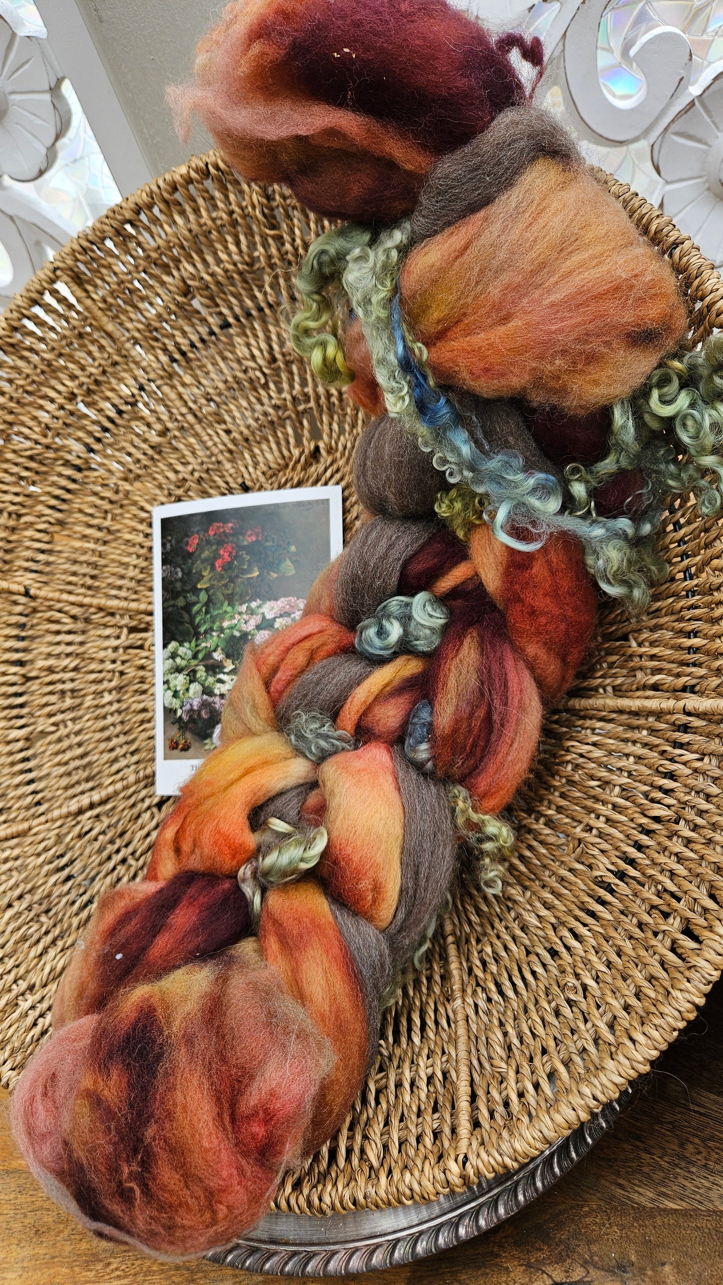 ART ROVING - hand-dyed Polwarth, Fine Wool, Longwool Locks - Monet Flowers In The Spring Collection 103 - 4.2 oz