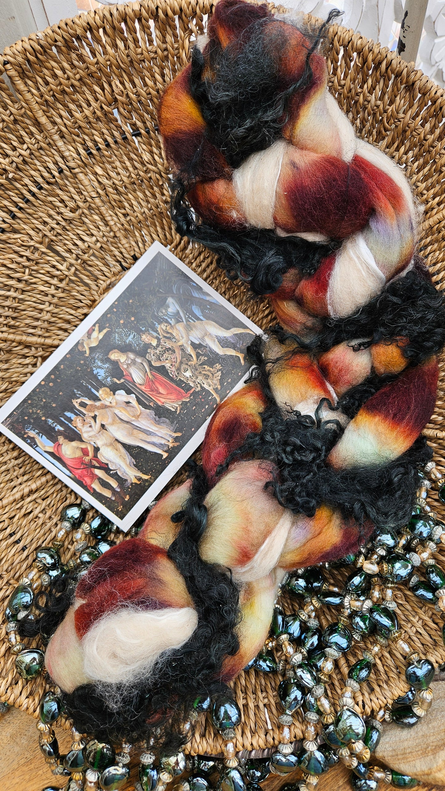 ART ROVING - hand-dyed Polwarth, Alpaca, BFL - Botticelli Primavera Collection 108 - 3.2 oz