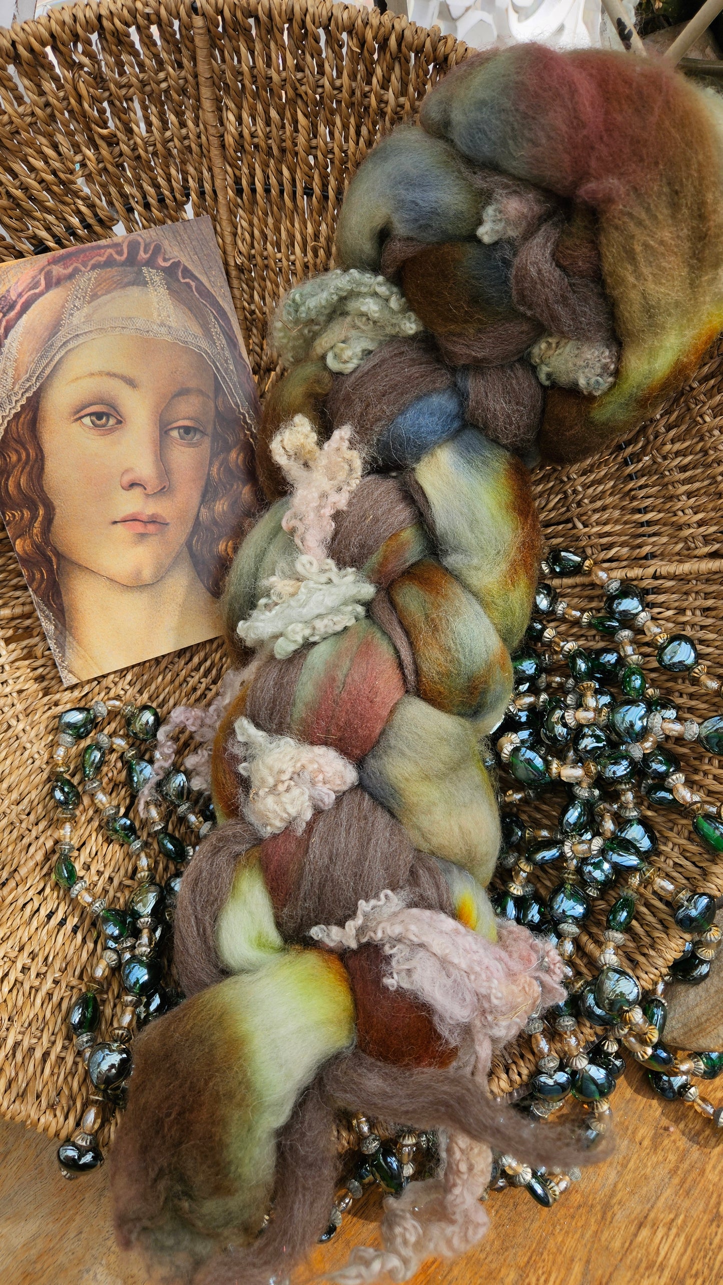 ART ROVING - hand-dyed Polwarth, Alpaca, BFL - Botticelli Madonna Portrait Collection MAC104 - 3.7 oz