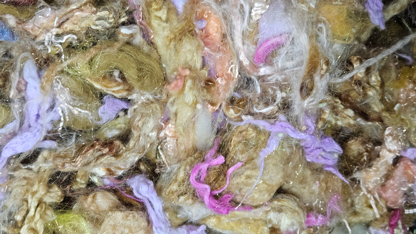 CARNATION - limited edition Mucha Art Nouveau inspired alpaca bamboo texture mix for fiber blending and felting - 3 oz | 85 g