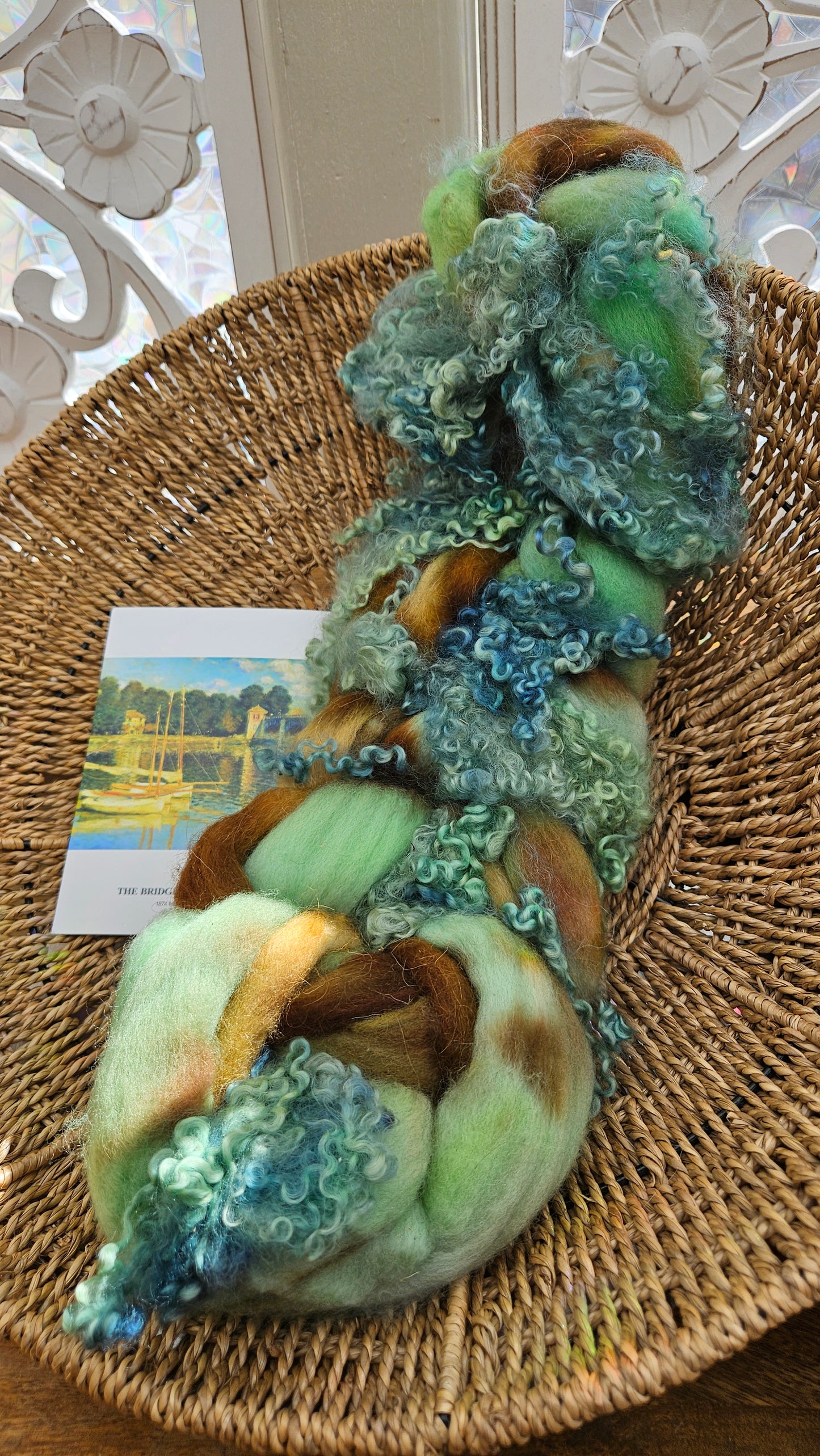 ART ROVING - hand-dyed Polwarth Churro BFL - Monet Bridge at Argenteuil Collection 107 - 4.0 oz
