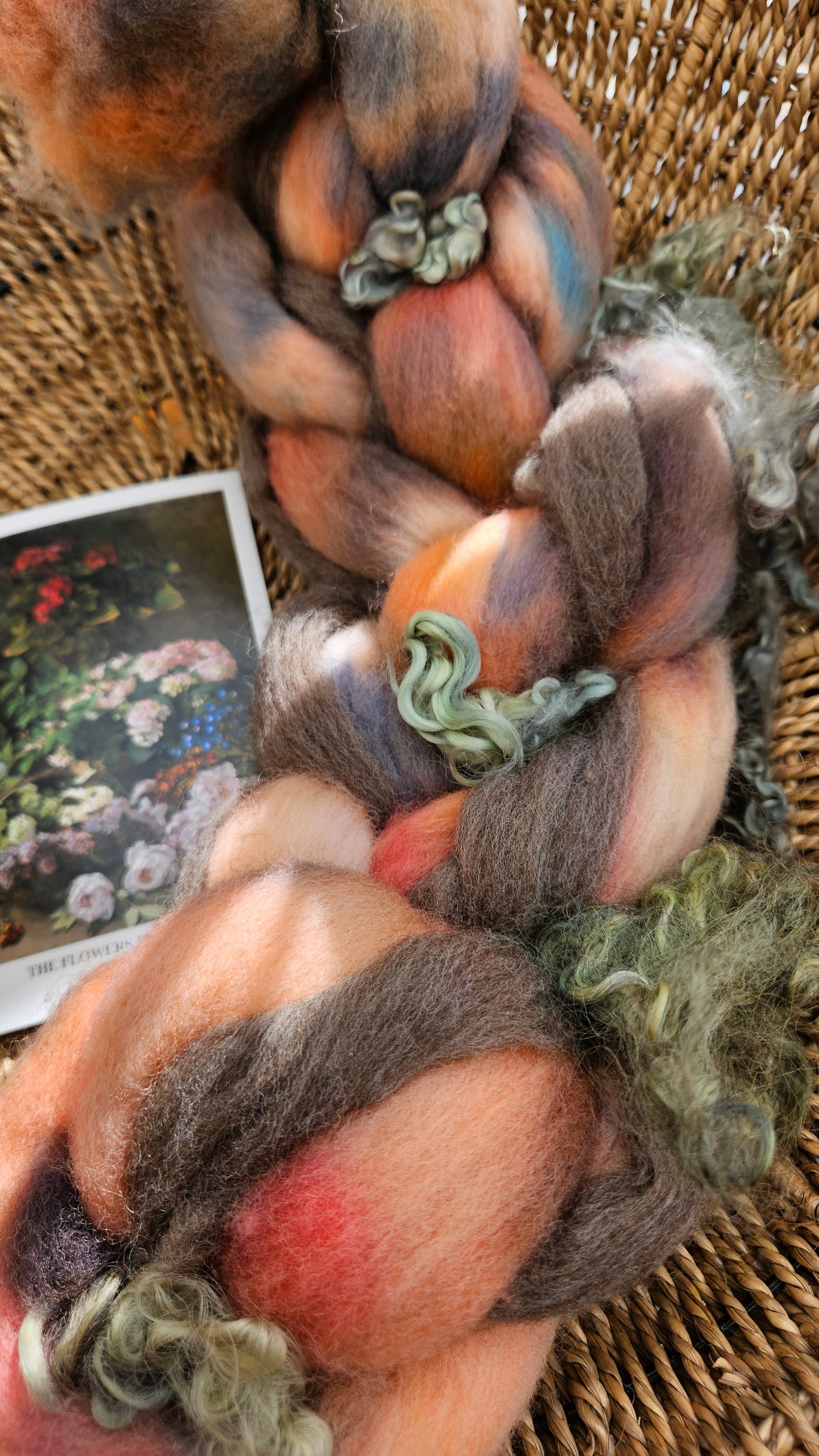 ART ROVING - hand-dyed Polwarth, Fine Wool, Longwool Locks - Monet Flowers In The Spring Collection 101 - 4 oz
