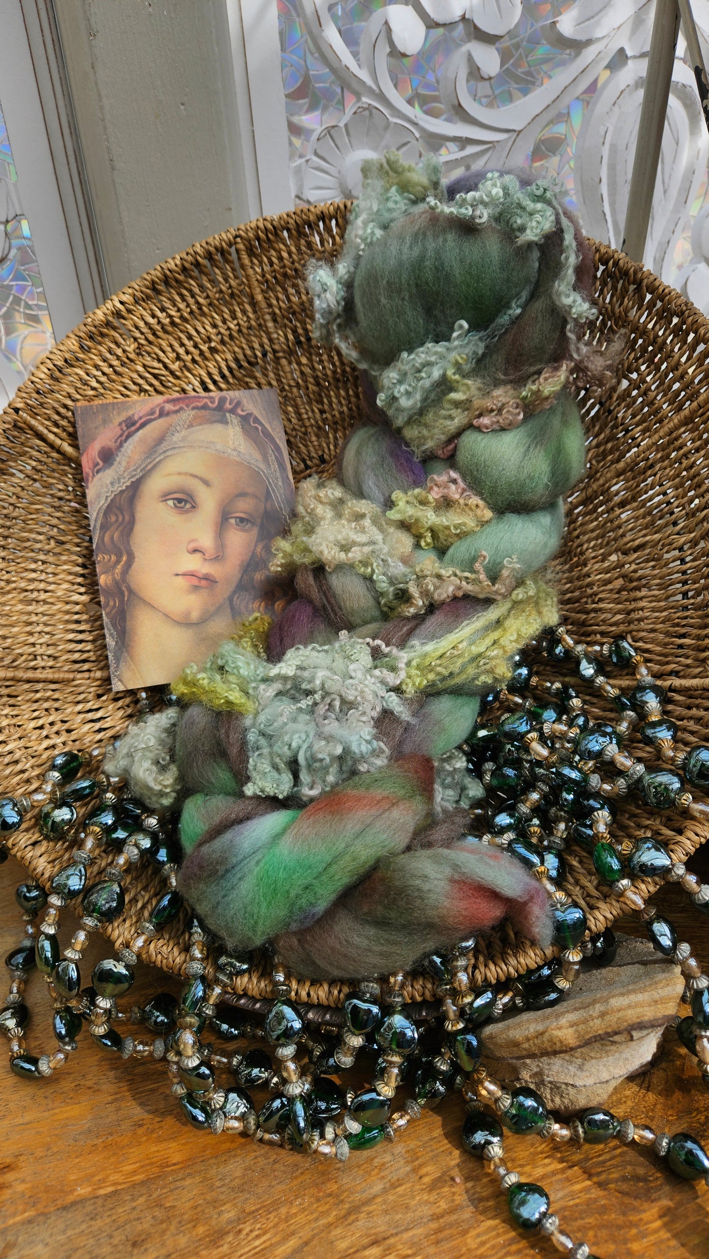 ART ROVING - hand-dyed Polwarth, Alpaca, BFL - Botticelli Madonna Portrait Collection MAC103 - 3.9 oz