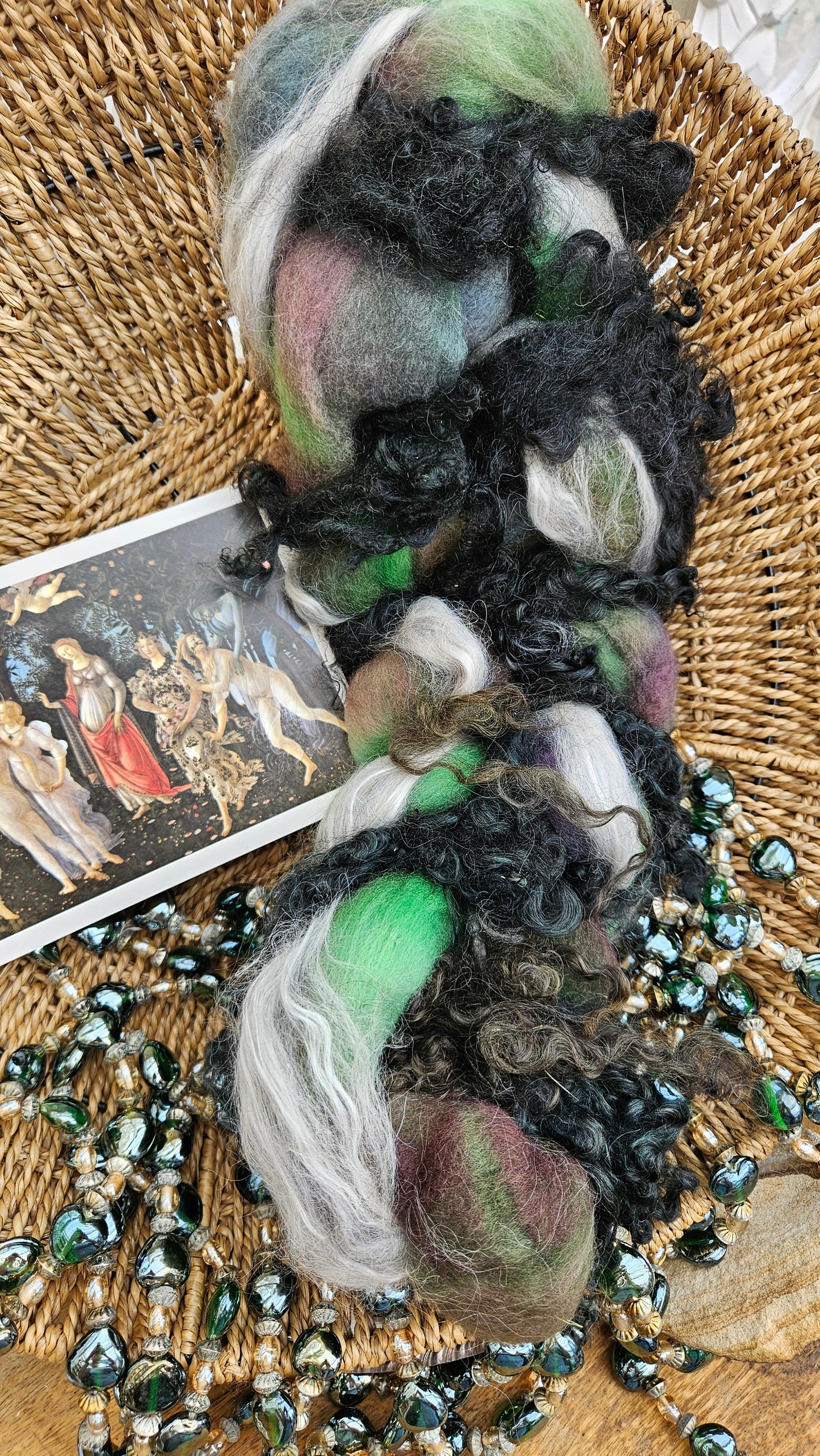 ART ROVING - hand-dyed Polwarth, Alpaca, BFL - Botticelli Primavera Collection 101 - 4 oz