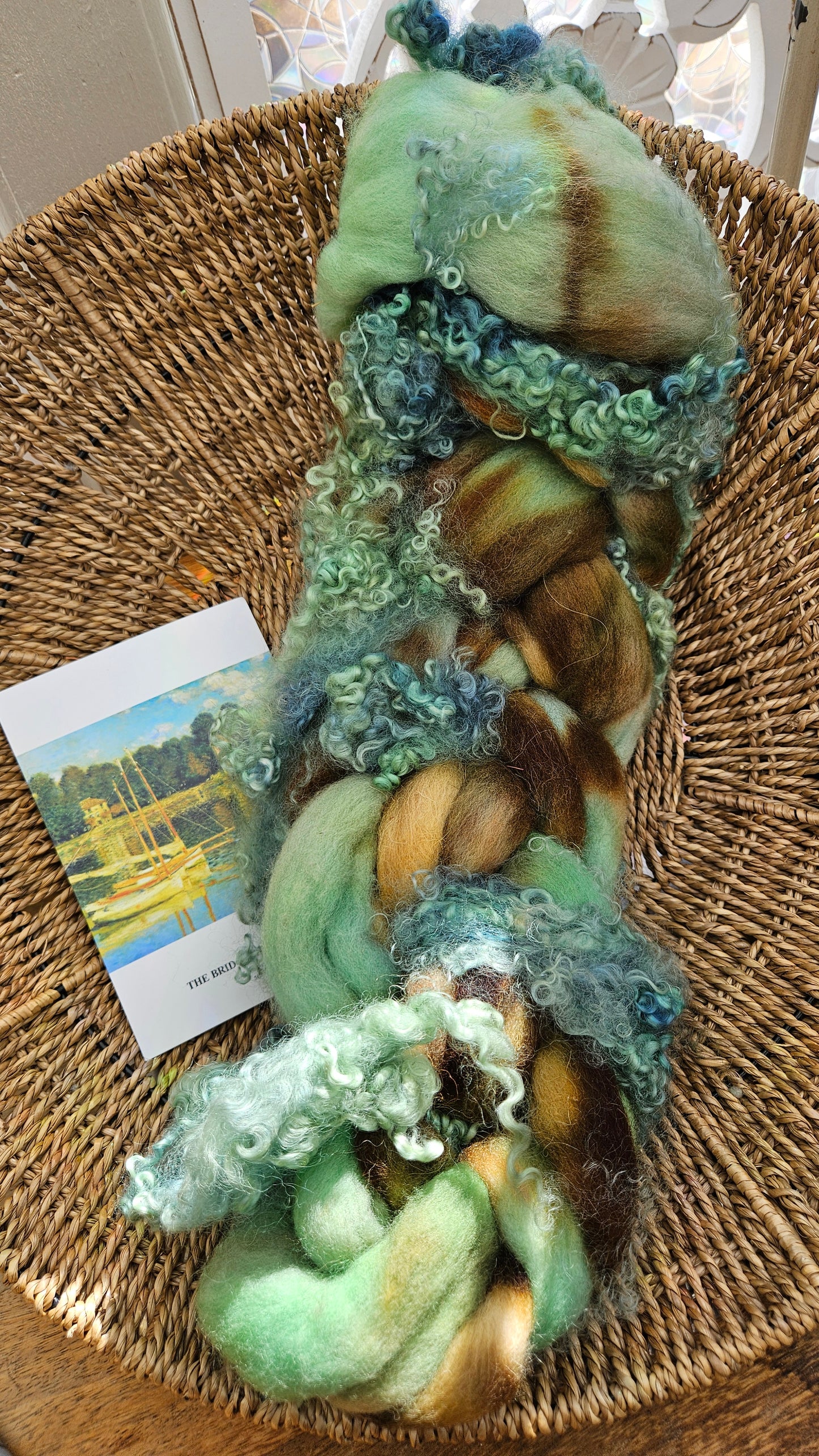 ART ROVING - hand-dyed Polwarth Churro BFL - Monet Bridge at Argenteuil Collection 107 - 4.0 oz