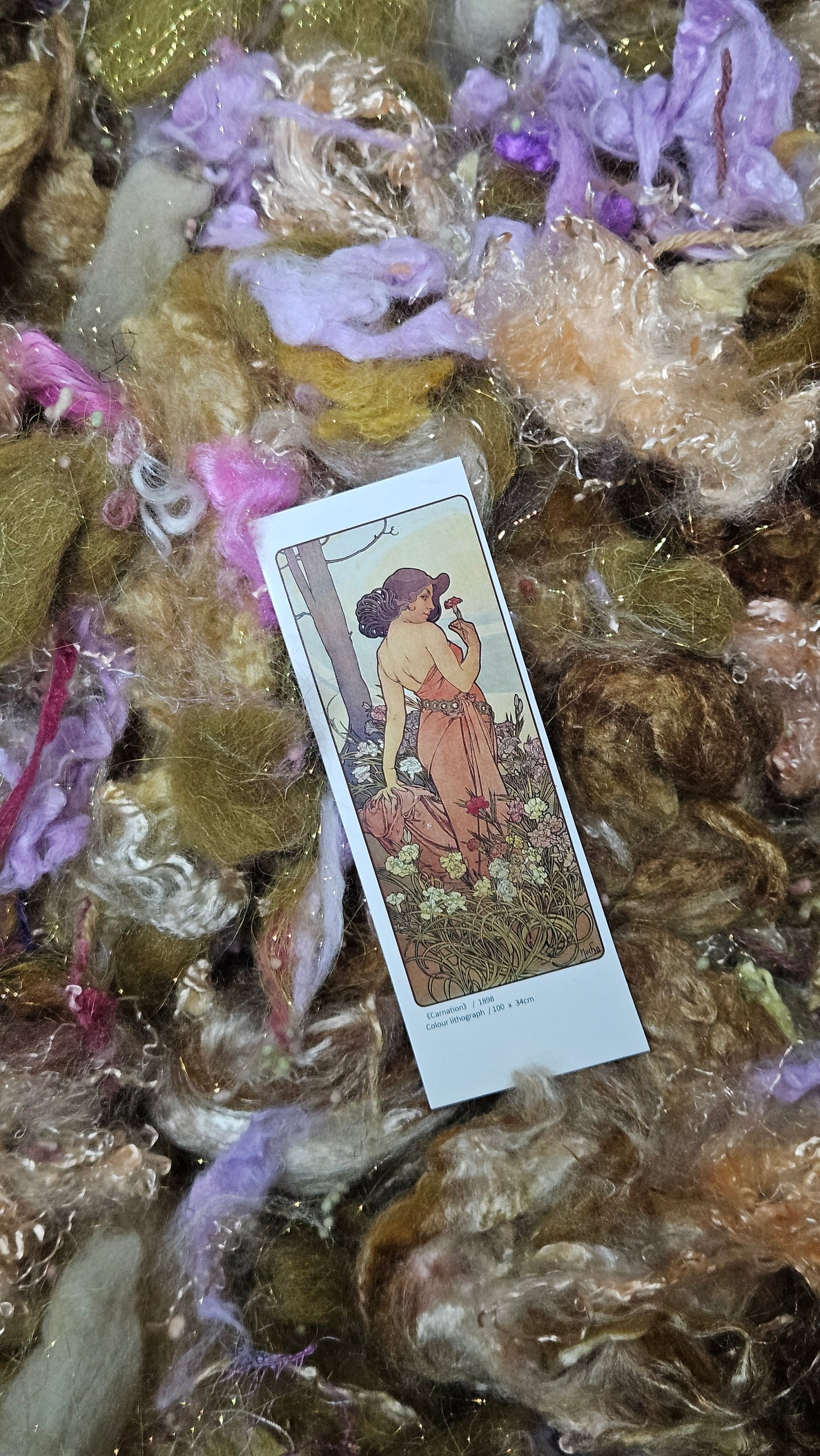 CARNATION - limited edition Mucha Art Nouveau inspired alpaca bamboo texture mix for fiber blending and felting - 3 oz | 85 g