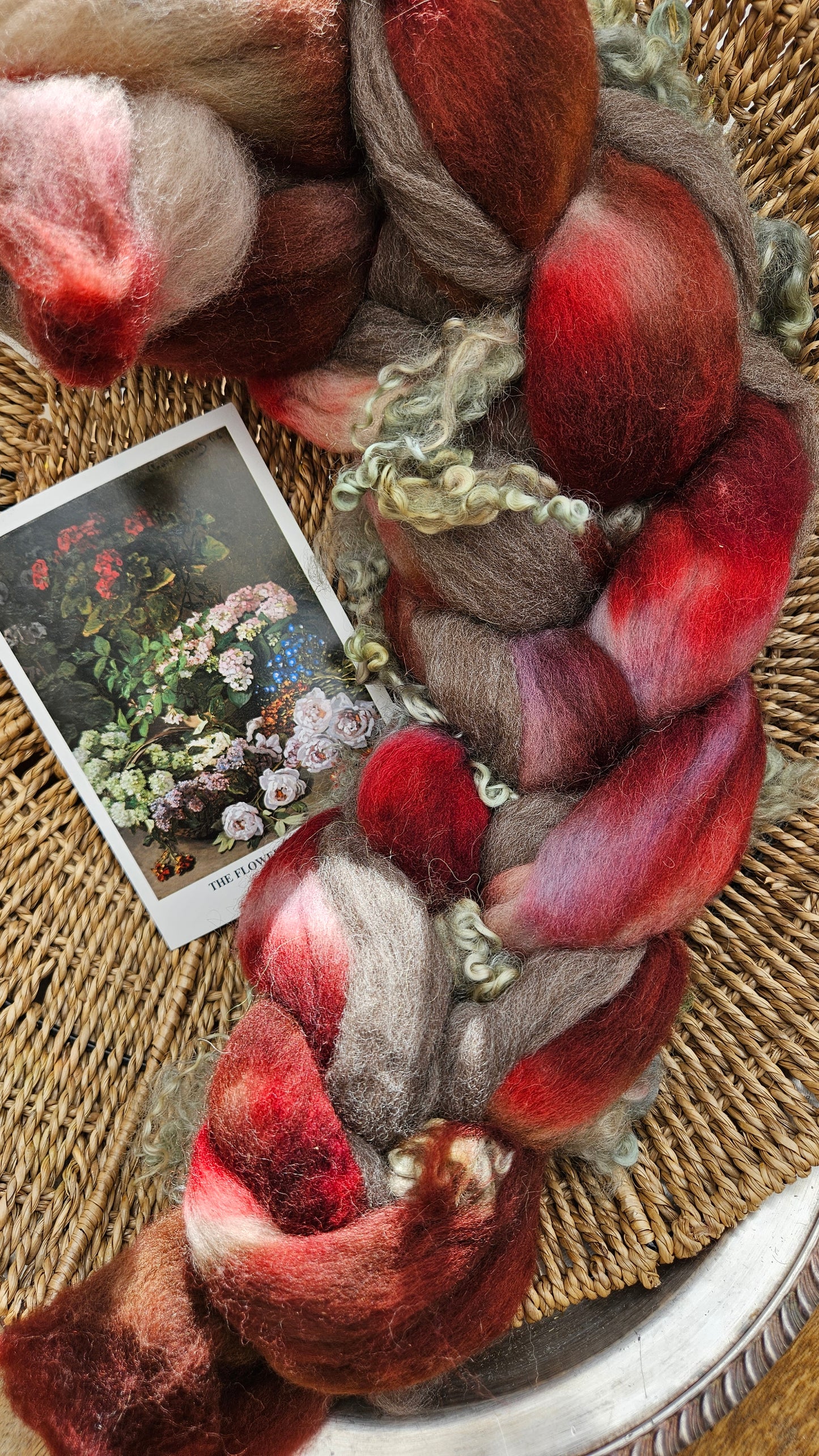 ART ROVING - hand-dyed Polwarth, Fine Wool, Longwool Locks - Monet Flowers In The Spring Collection 102 - 4.5 oz