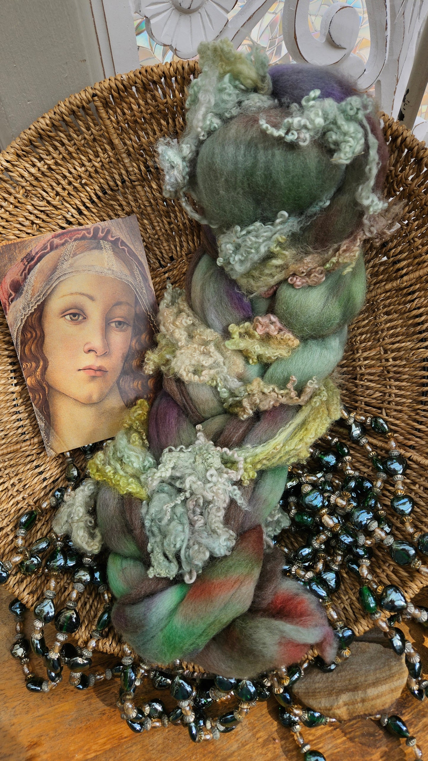 ART ROVING - hand-dyed Polwarth, Alpaca, BFL - Botticelli Madonna Portrait Collection MAC103 - 3.9 oz