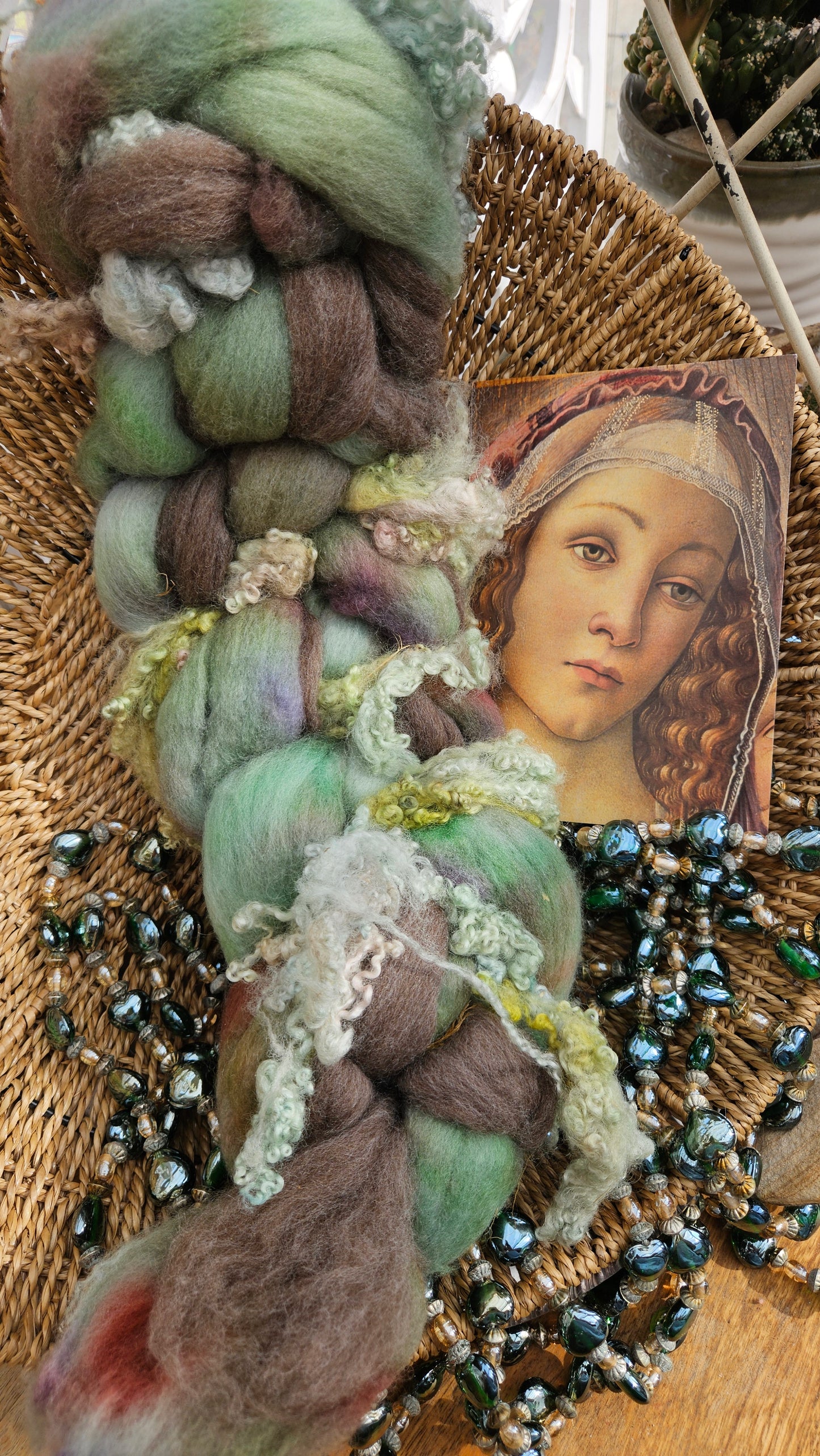 ART ROVING - hand-dyed Polwarth, Alpaca, BFL - Botticelli Madonna Portrait Collection MAC103 - 3.9 oz
