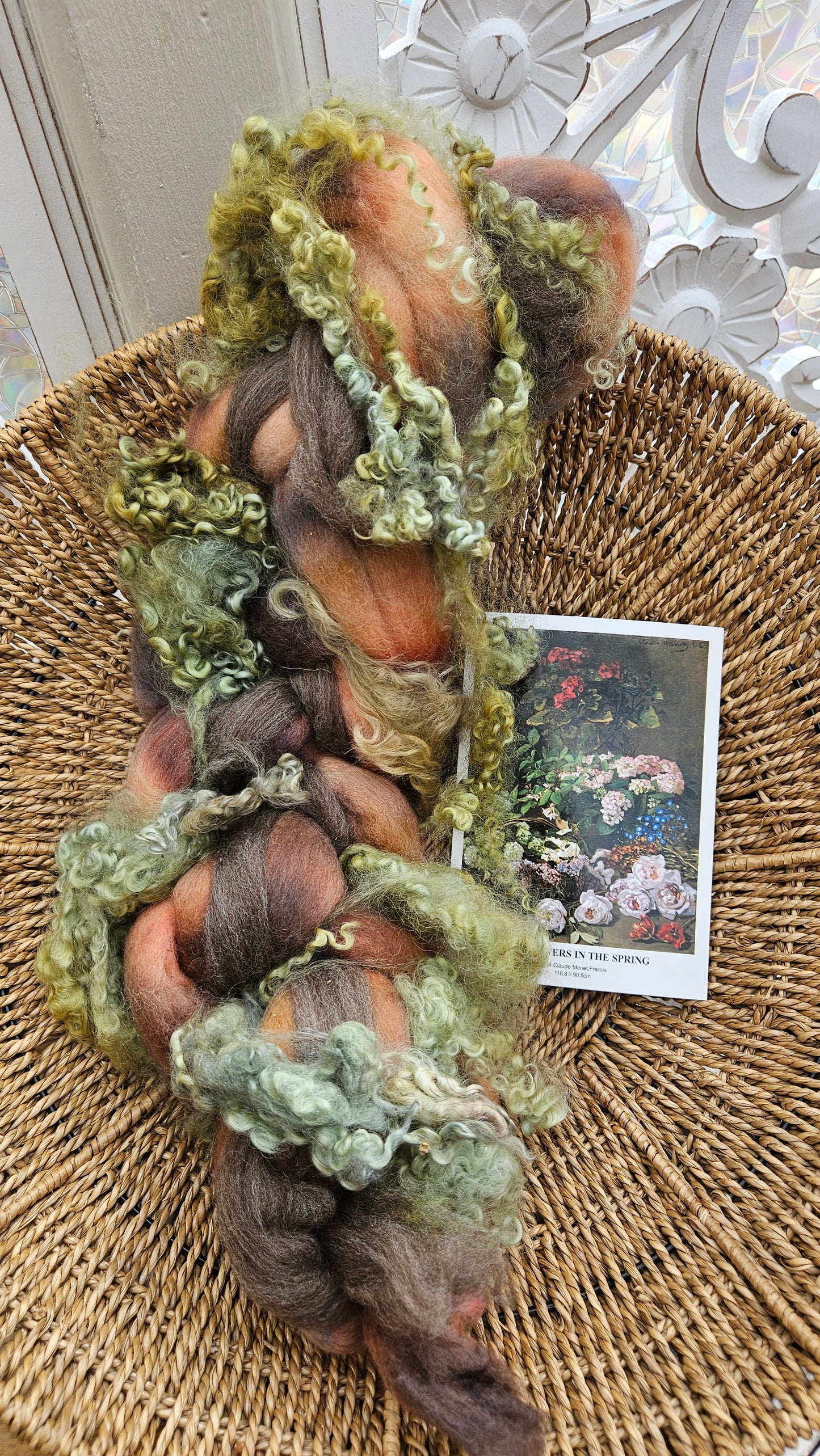 ART ROVING - hand-dyed Polwarth, Fine Wool, Longwool Locks - Monet Flowers In The Spring Collection 105 - 4 oz