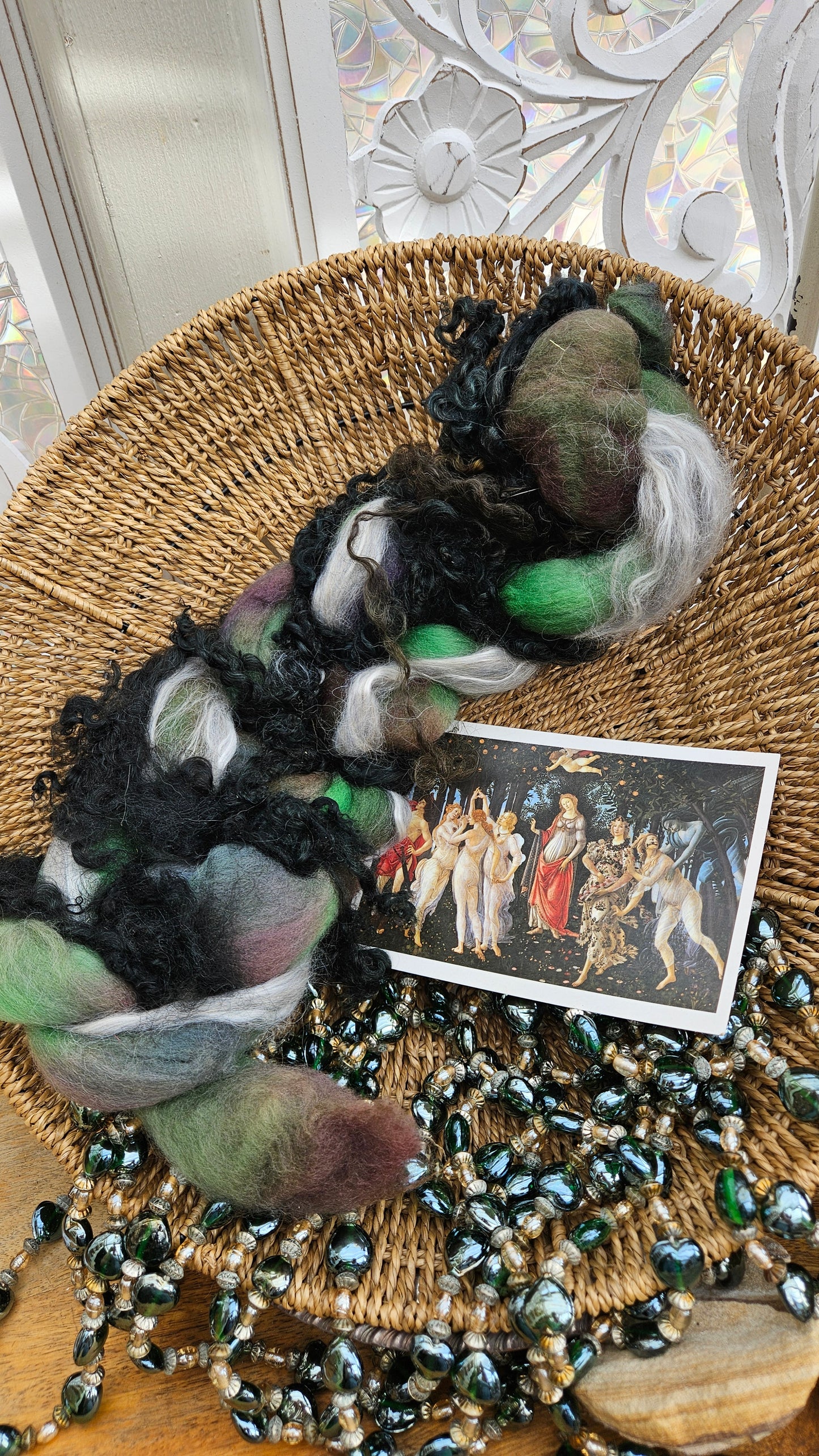 ART ROVING - hand-dyed Polwarth, Alpaca, BFL - Botticelli Primavera Collection 101 - 4 oz