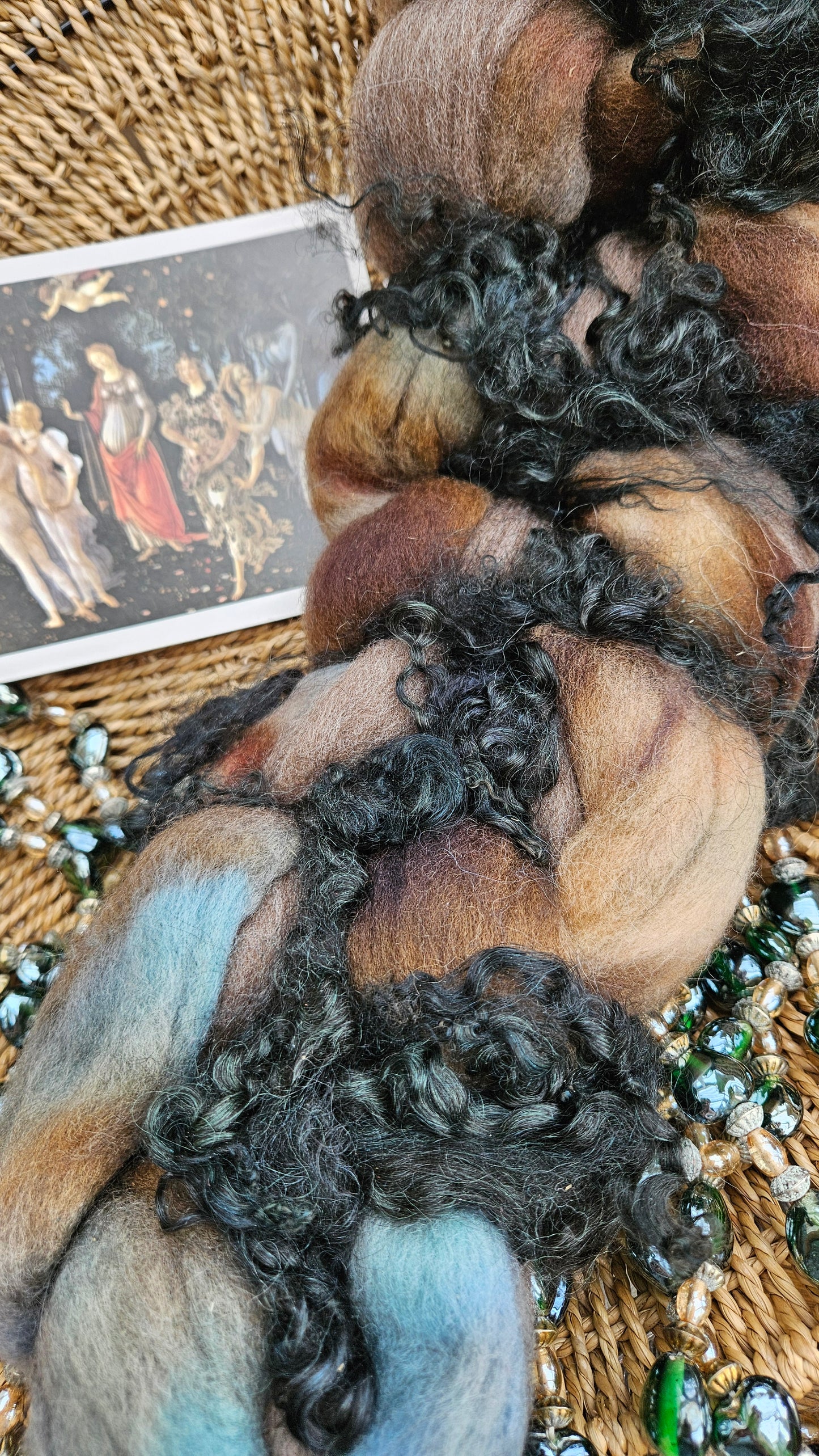 ART ROVING - hand-dyed Polwarth, Alpaca, BFL - Botticelli Primavera Collection 109 - 4.1 oz