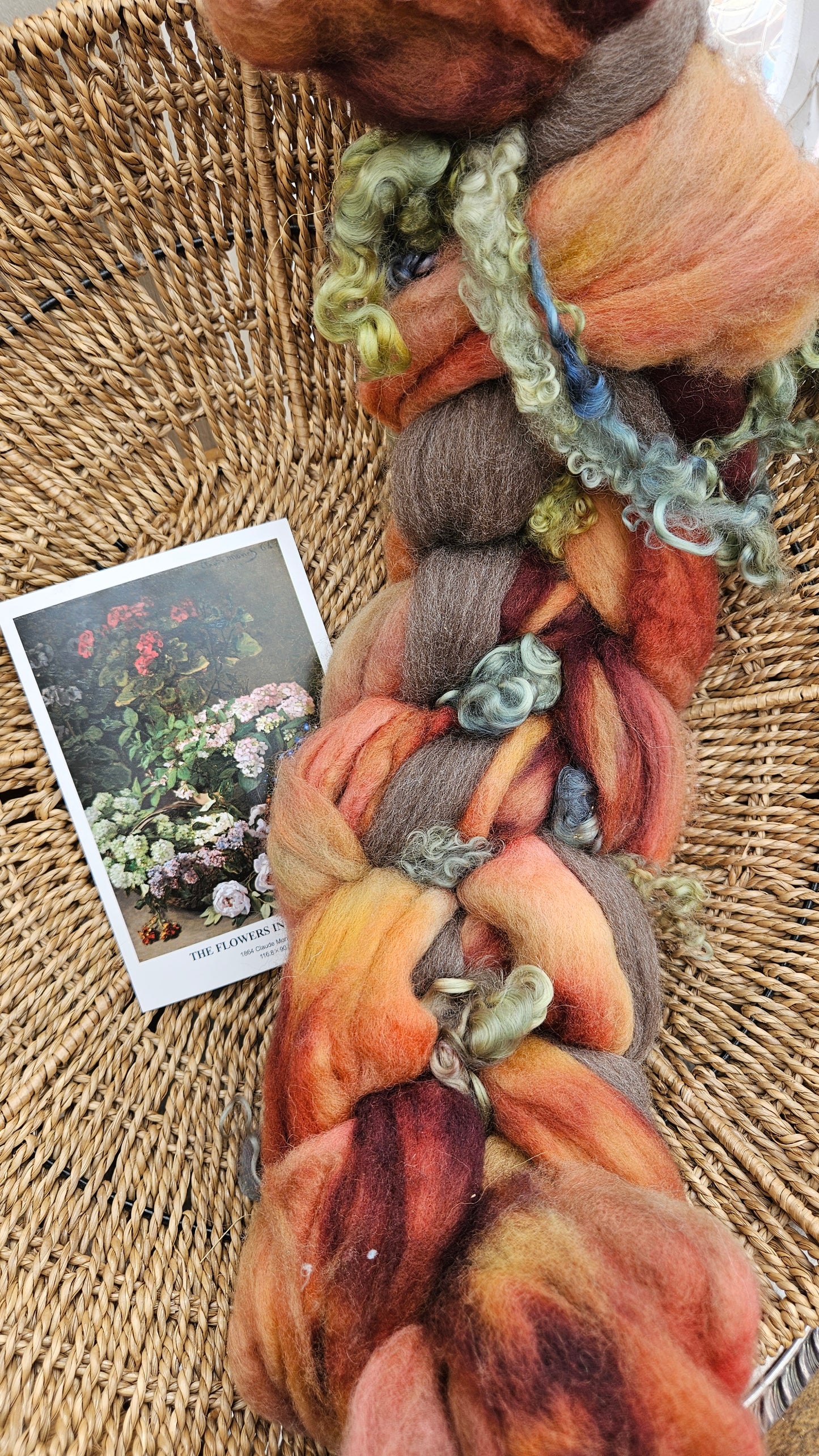 ART ROVING - hand-dyed Polwarth, Fine Wool, Longwool Locks - Monet Flowers In The Spring Collection 103 - 4.2 oz