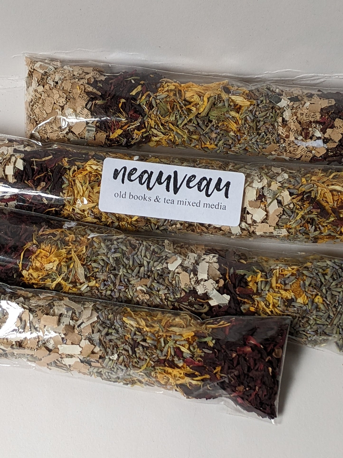 Dried lavender, hibiscus, calendula, and 1800s paper bits for papermaking - 1 oz | 28 g