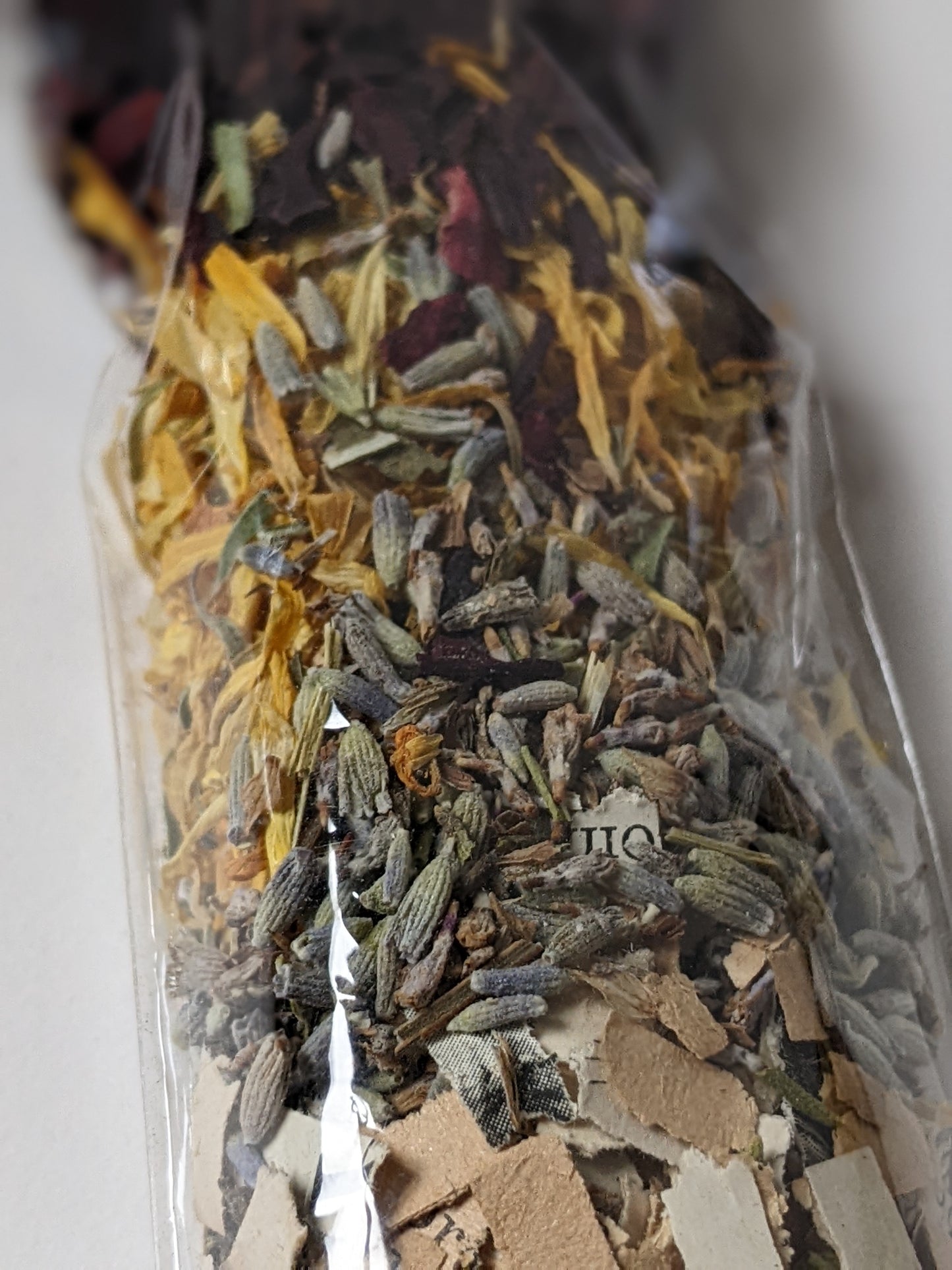 Dried lavender, hibiscus, calendula, and 1800s paper bits for papermaking - 1 oz | 28 g