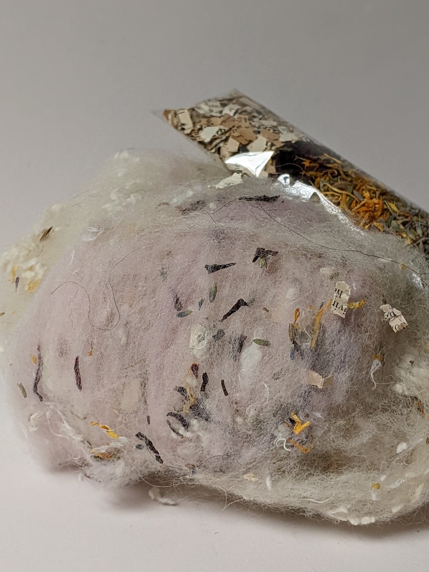 Dried lavender, hibiscus, calendula, and 1800s paper bits for papermaking - 1 oz | 28 g