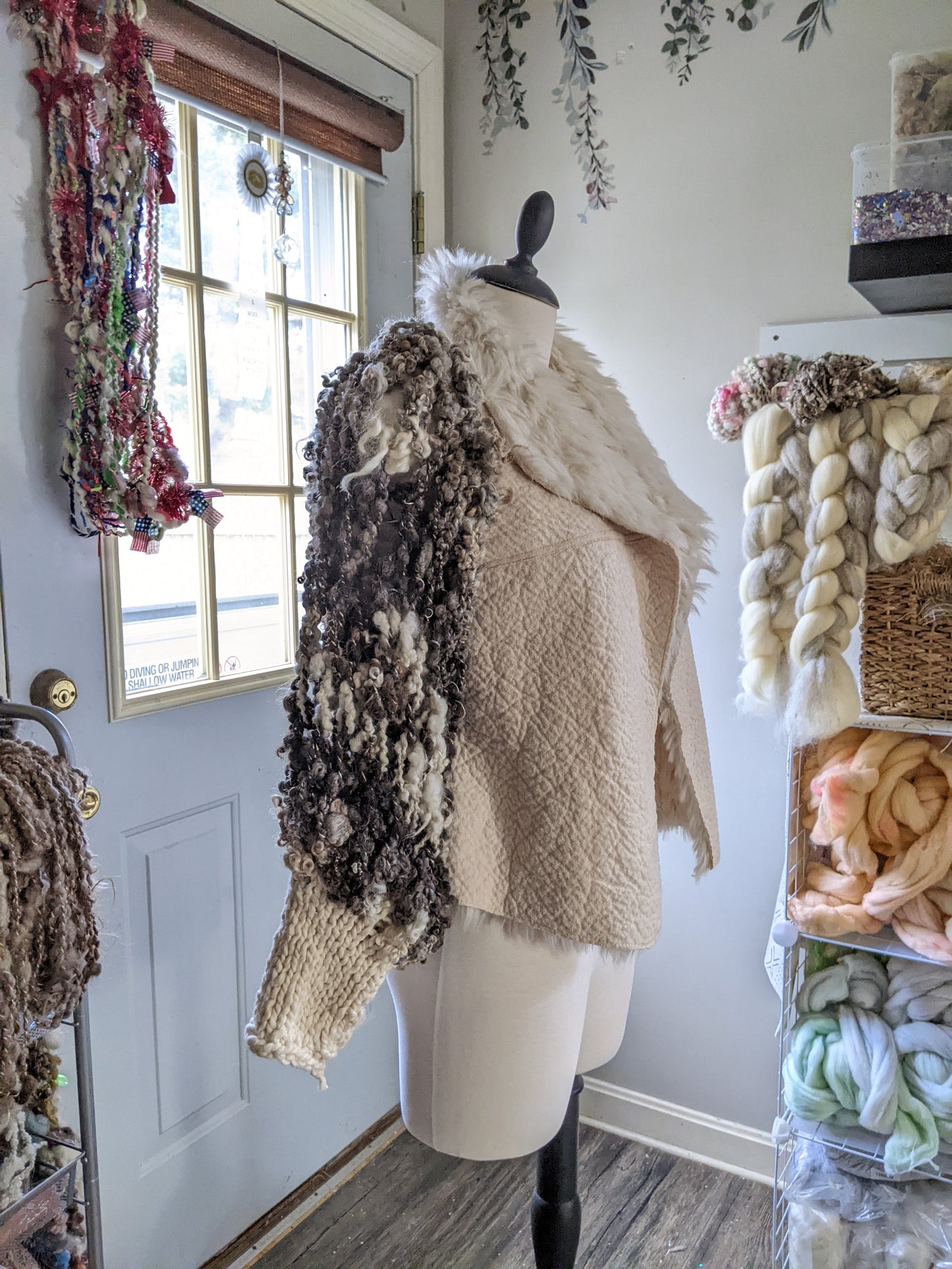 DUST - freeform crochet fiber festival upcycled jacket